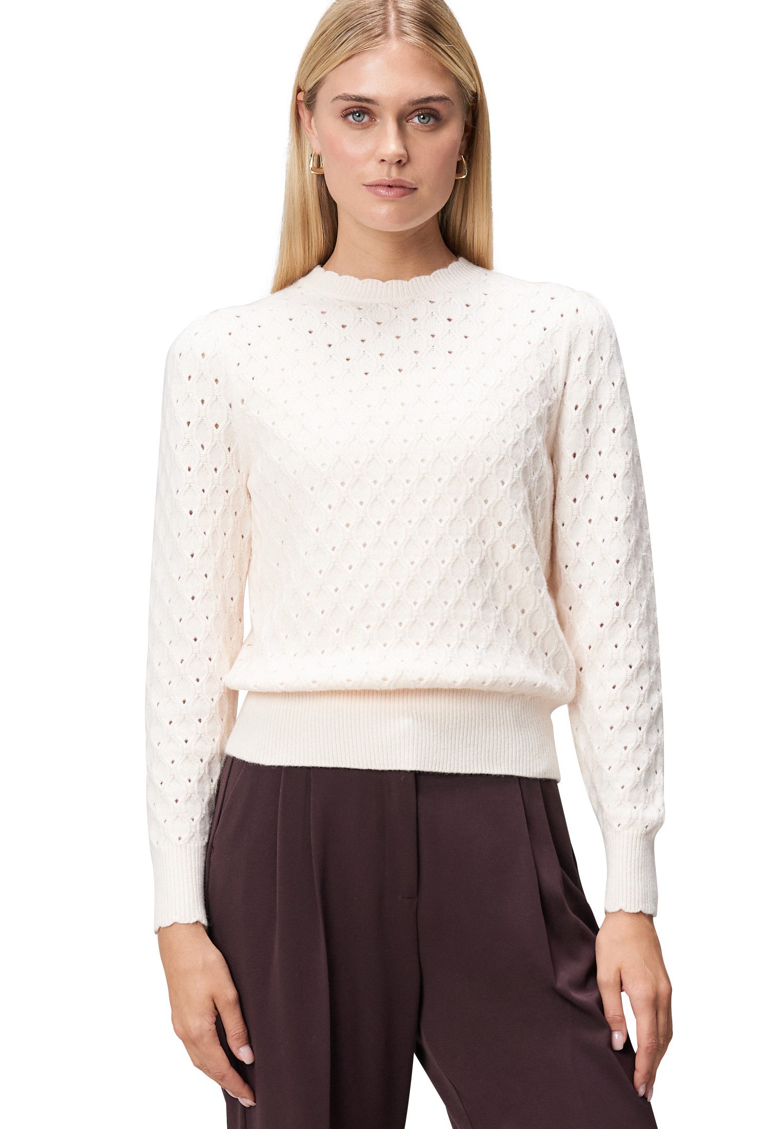 Zero Вязаные свитера Damen Пуловеры mit Lochstrickmuster (1-tlg) Lochmuster