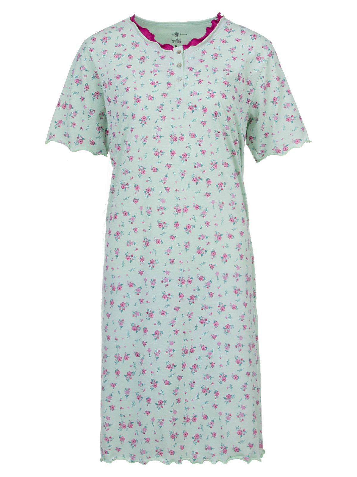 zeitlos Nachthemd Rüsche Kurzarm mit Blumen