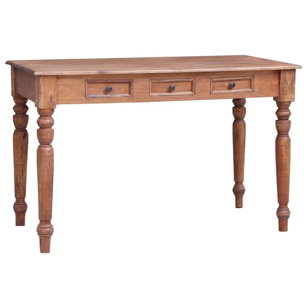 vidaXL Schreibtisch aus Recyceltes Massivholz in braun mit 3 Schubladen (LxBxH: 117x57x75 cm)