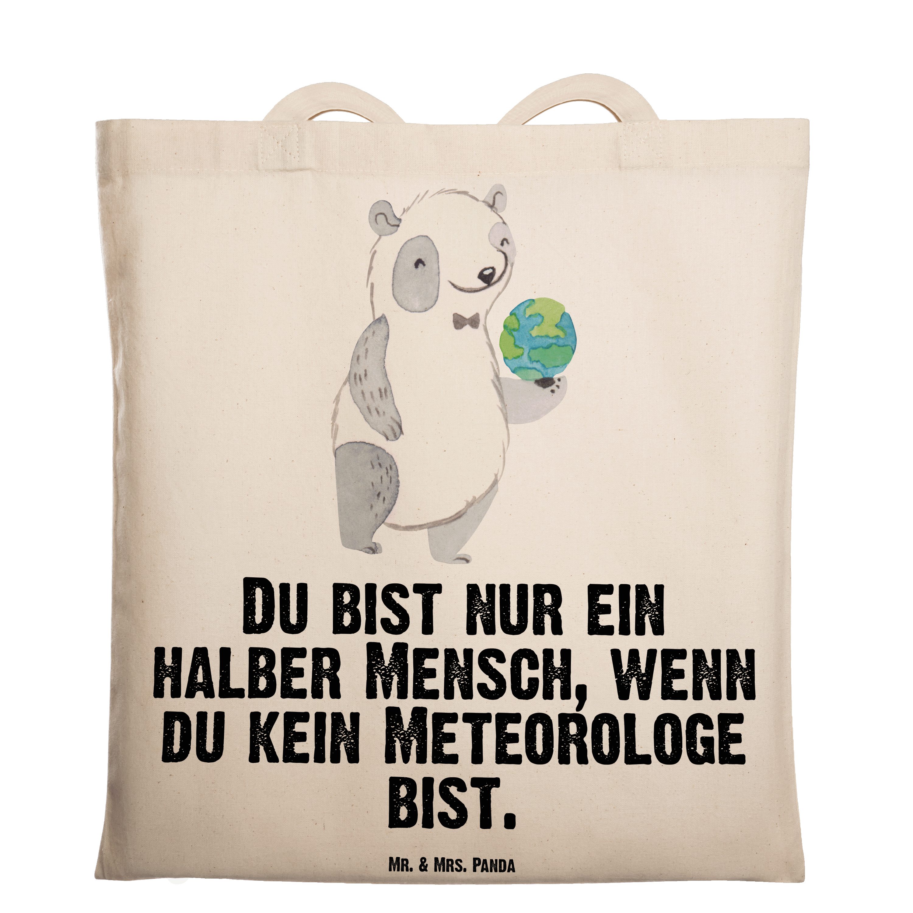 Mr. & Mrs. Panda Tragetasche Meteorologe mit Herz - Transparent - Geschenk, Mitarbeiter, Einkaufst (1-tlg)