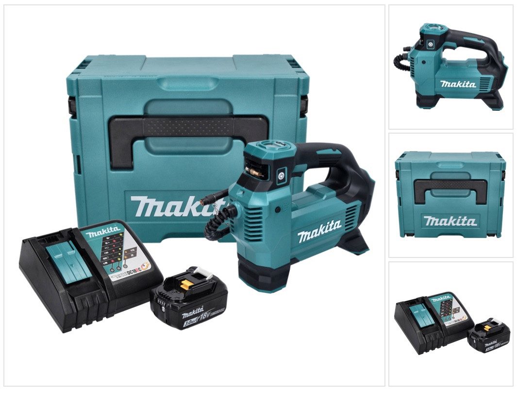 Makita Akku-Handkompressor DMP 181 RF1J Akku Kompressor 18 V 11,1 bar + 1x Akku 3,0 Ah