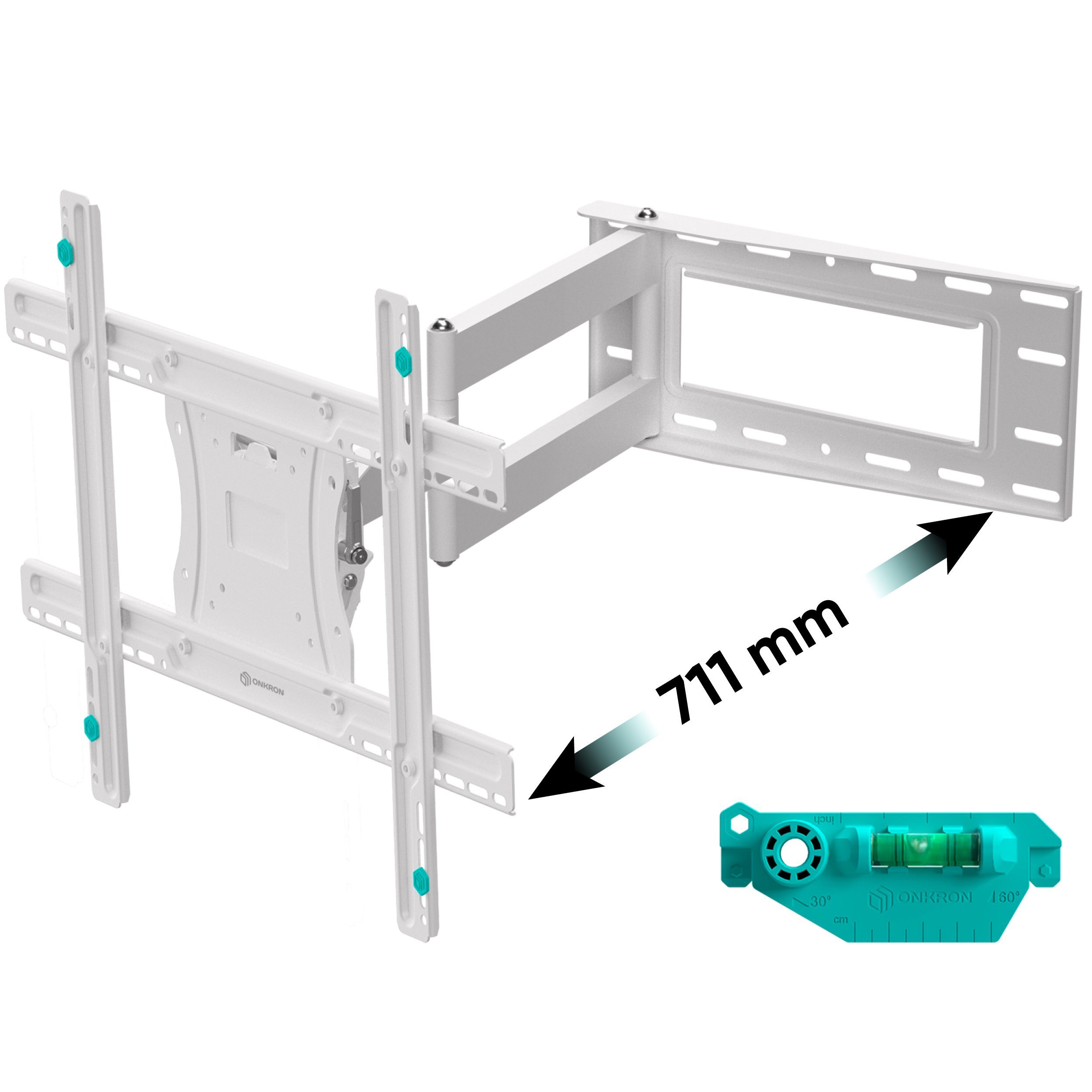 ONKRON TV-Wandhalterung 40-75 Zoll, bis 68 kg, VESA 100x100-600x400, M7L-W, (bis 75,00 Zoll, schwenkbar, neigbar, ausziehbar, langer Arm, horizontale Nivellierung)