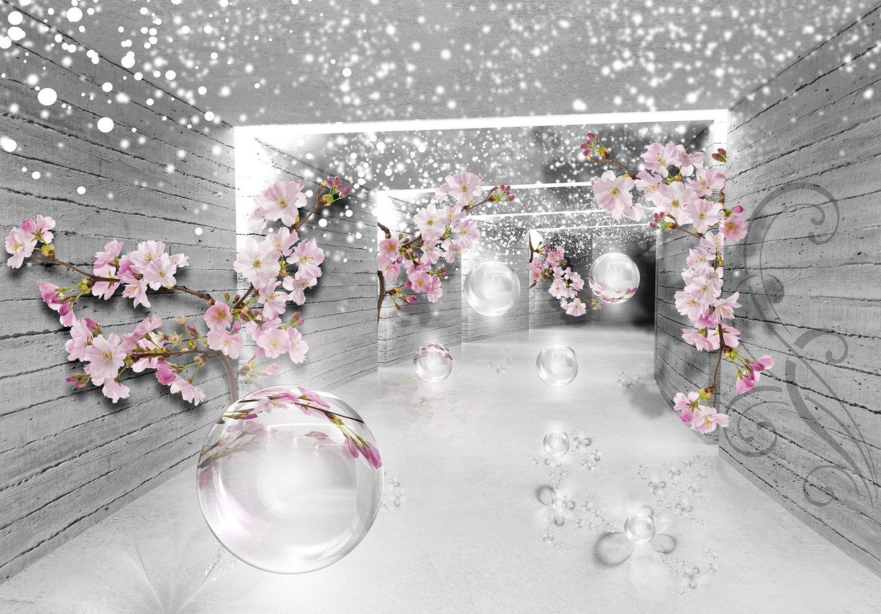 Wallarena Fototapete 3D Tunnel Blumen Vlies Tapete Wohnzimmer Schlafzimmer günstig online kaufen