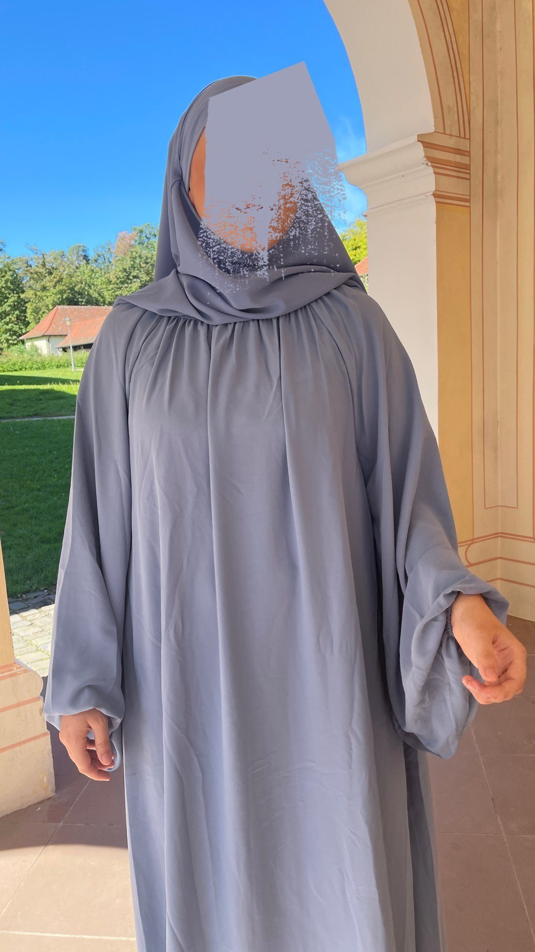 Brautkleid Ballonärmel HIJABIFY Medina Abaya Kleid mit Seide Grau NAIMA