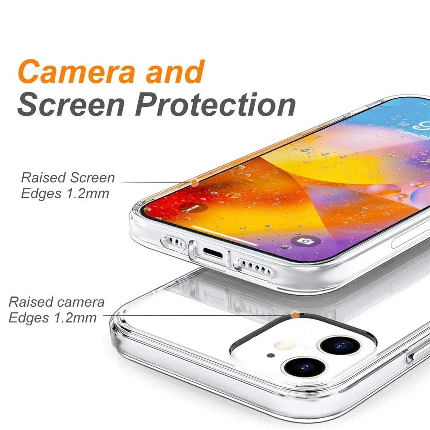 CoolGadget Handyhülle Transparent als 2in1 Schutz Cover Set für das Apple iPhone 13 Mini 5,4 Zoll, 2x Glas Display Schutz Folie + 1x TPU Case Hülle für iPhone 1 – Bild 4 von 5
