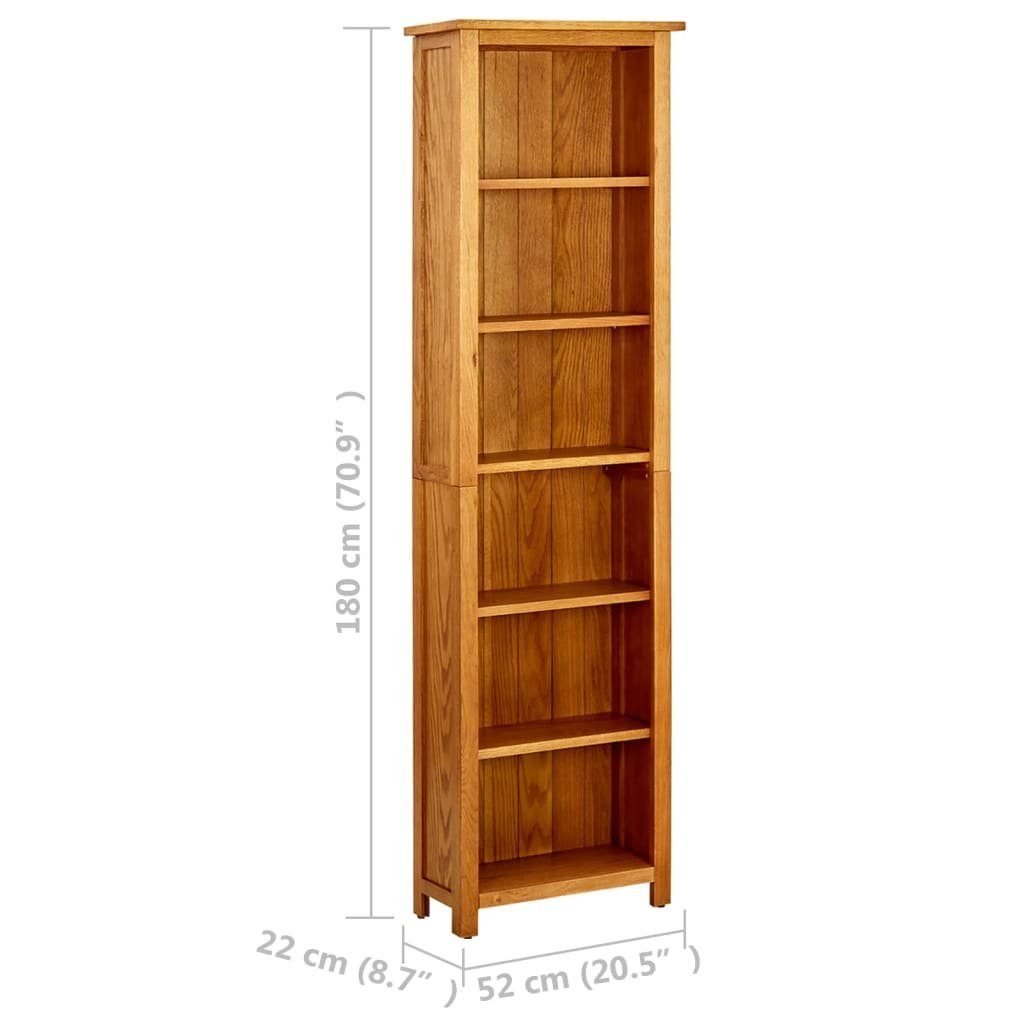 furnicato 52x22x180 Eiche Massivholz Bücherregal Fächer 6 cm