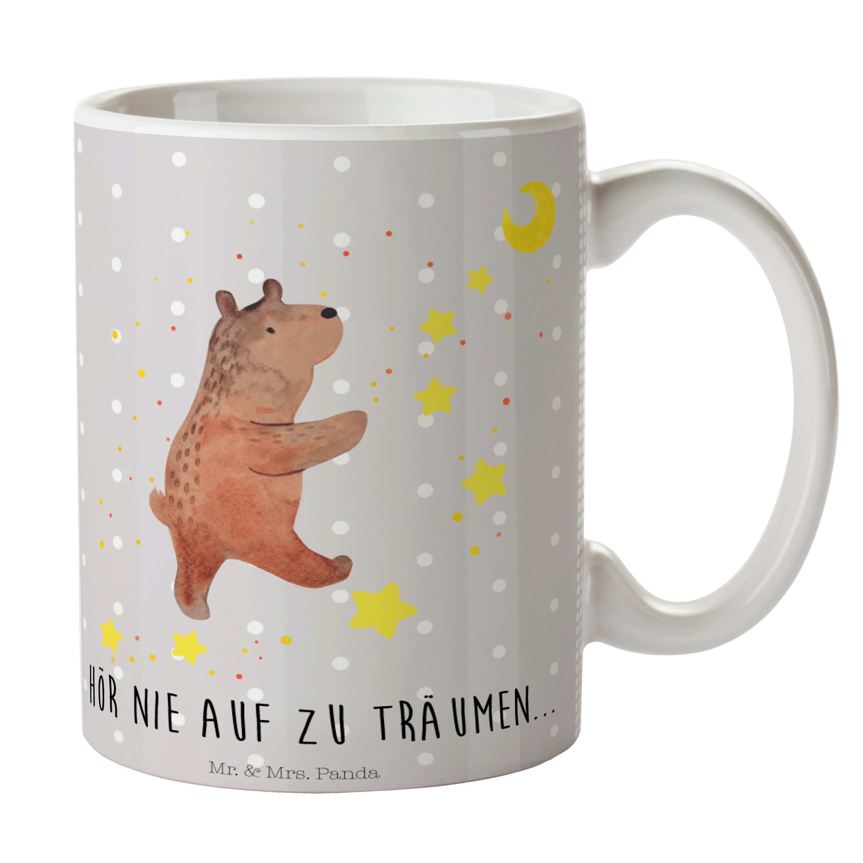 Mr. & Motive, Bär Traumdeutung, - Mrs. Tr, Grau Pastell - Tasse Tasse Träume Panda Geschenk, Keramik