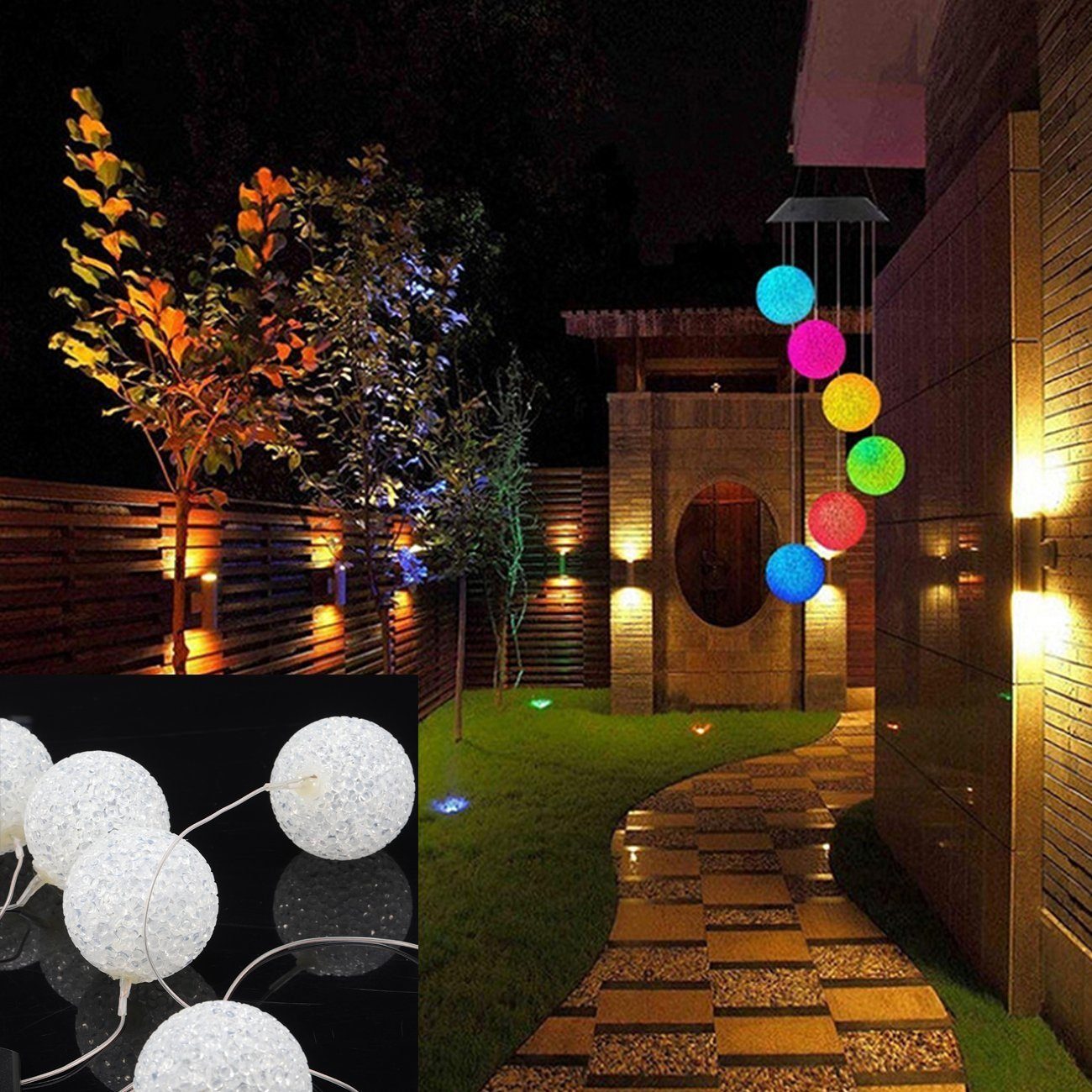 LETGOSPT LED Solarleuchte LED integriert, Solar für Dekor LED Glockenspiele Spiral Terrasse fest Außen Spinner, Windspiel Balkon Light Garten Wind Lampe, Gartenbeleuchtung Chime Solarleuchten Solar Muttertagsgeschenk