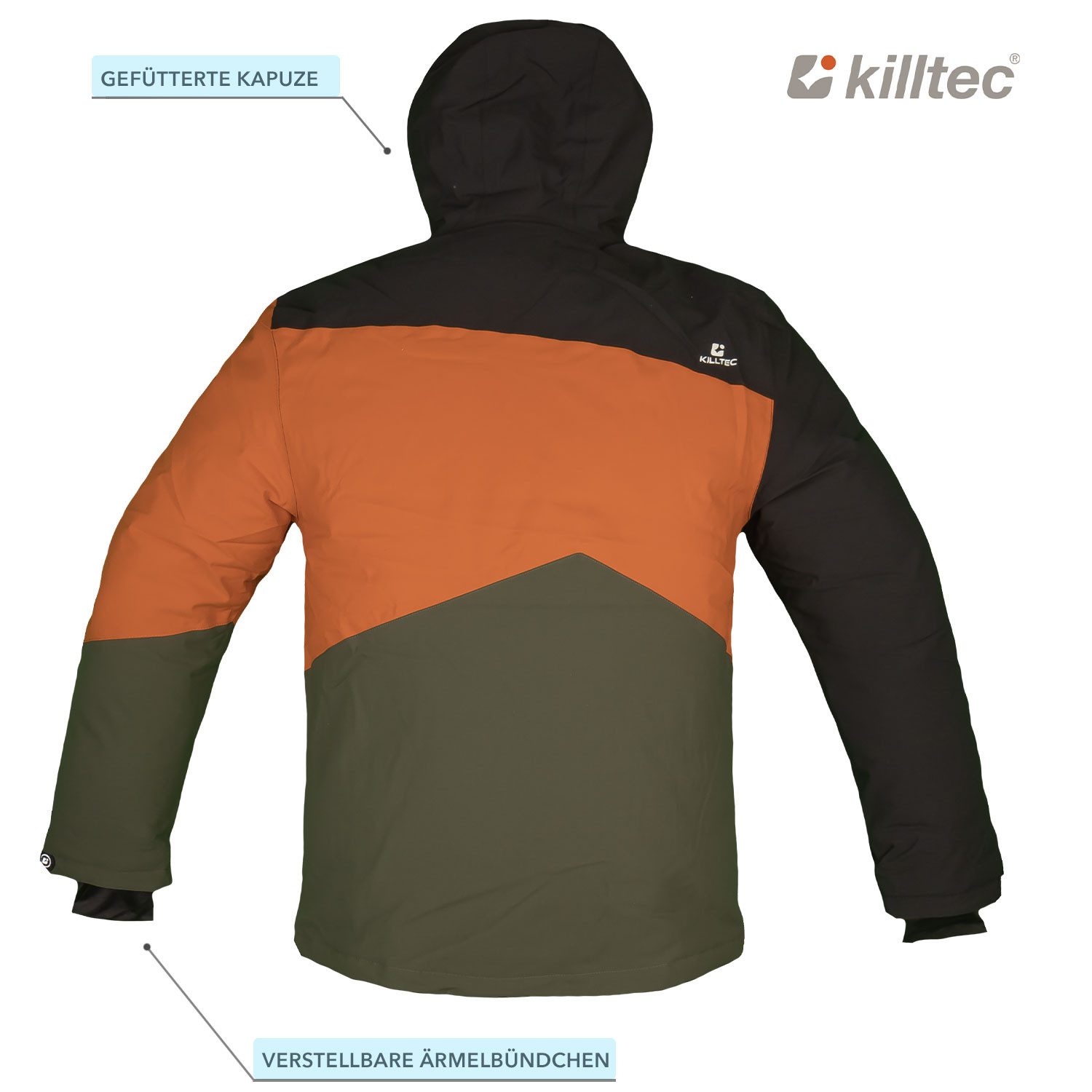 Killtec Skianzug Herren Skijacke + Skihose (orange/schwarz), verschweißte Nähte – Bild 5 von 5