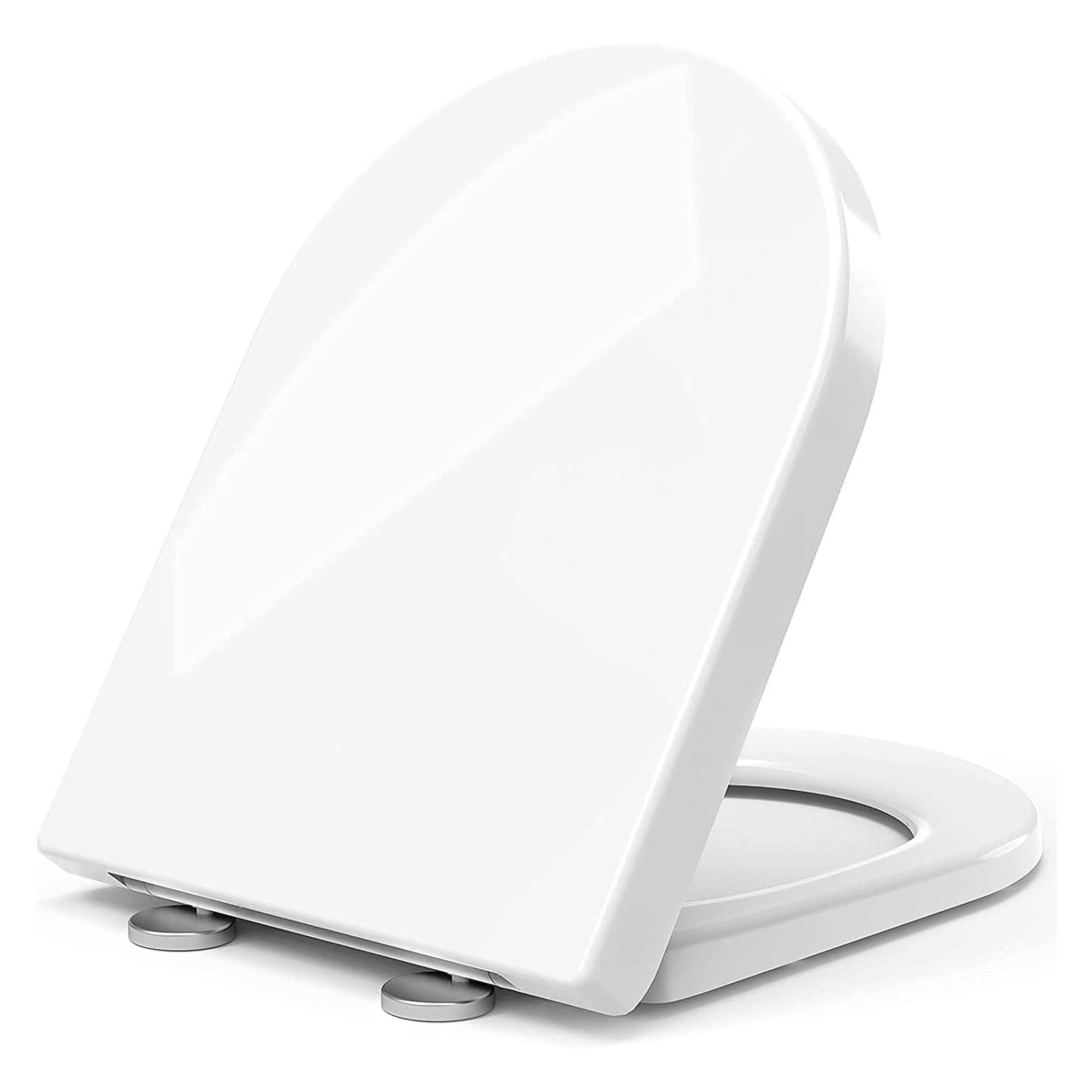 HAUSS SPOLE WC-Sitz 45.5x35.5cm abnehmbar Toilettensitz Antibakterieller Toilettendeckel (Verdickter Universal O-Form Oval aus PP mit Verstellbaren Scharnieren, abnehmbare Klobrille WC Brille Schnellverschluss leicht zu reinigen), Belastbar bis 150 kg mit Softclose Quick-Release Funktion und Werkzeug