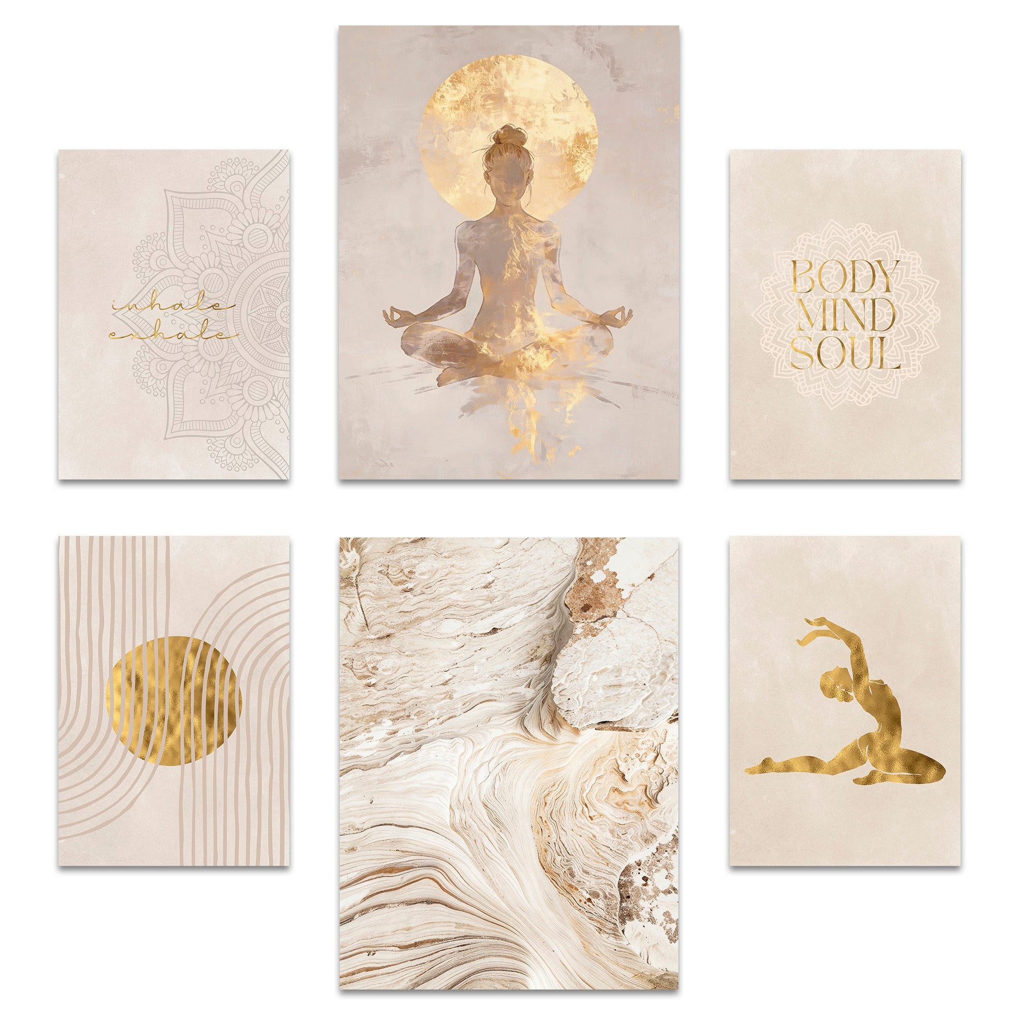 ARTFAVES Bilder-Collage Poster Set Yoga Spirit I mehrteilige Bilderwand I Wandbilder Spirituel, (Wandbilder modern, 6 St)