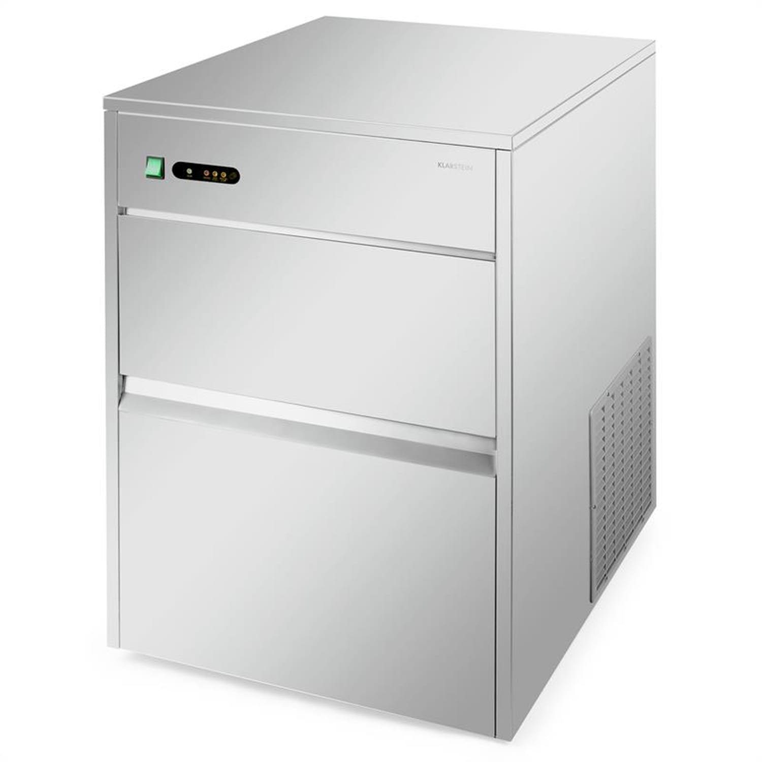 Klarstein Eiswürfelmaschine Powericer XXXL Eismaschine 260W 50 kg/24h 10 kg Behälter Edelstahl, Eiswürfelbereiter Eiswürfelmaschine industriell 50 kg/24h für Gastro
