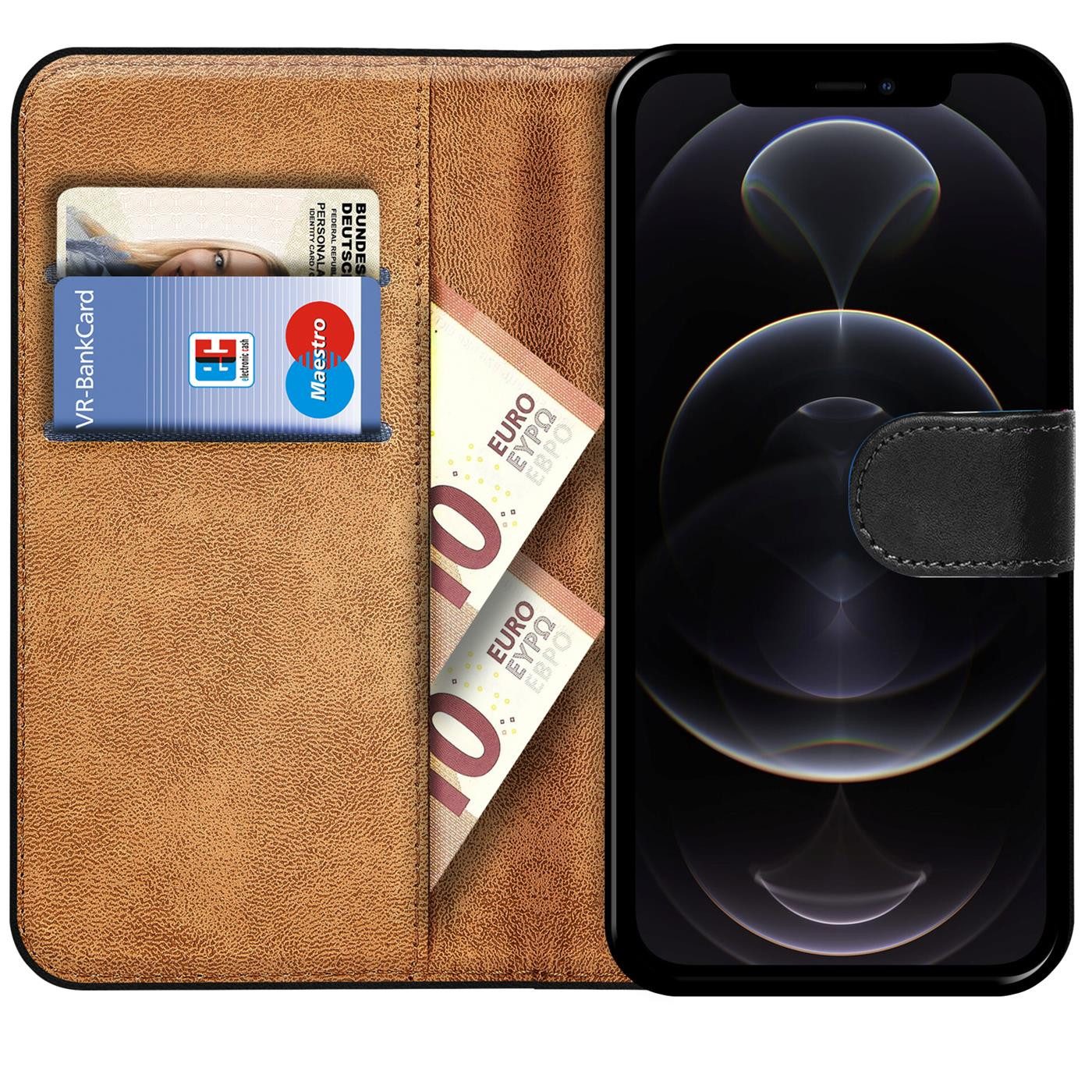 CoolGadget Handyhülle Wallet Klapp Tasche Book Case für Apple iPhone 12 Pro Max 6,7 Zoll, Hülle Klapphülle Flip Cover Etui Schutzhülle