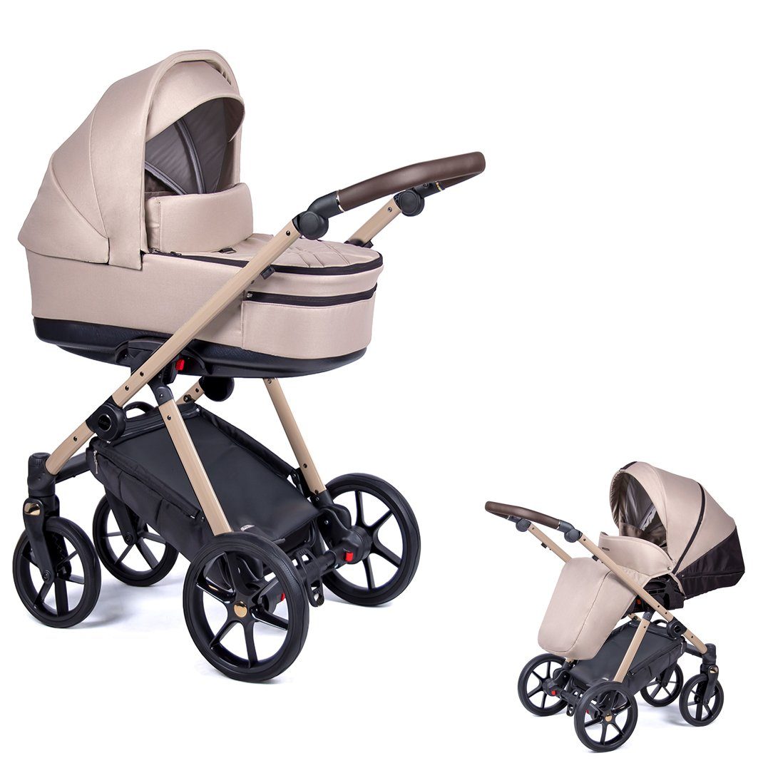 babies-on-wheels Kombi-Kinderwagen 2 in 1 Kinderwagen-Set Axxis - 14 Teile - in 24 Designs Sand = Gestell beige