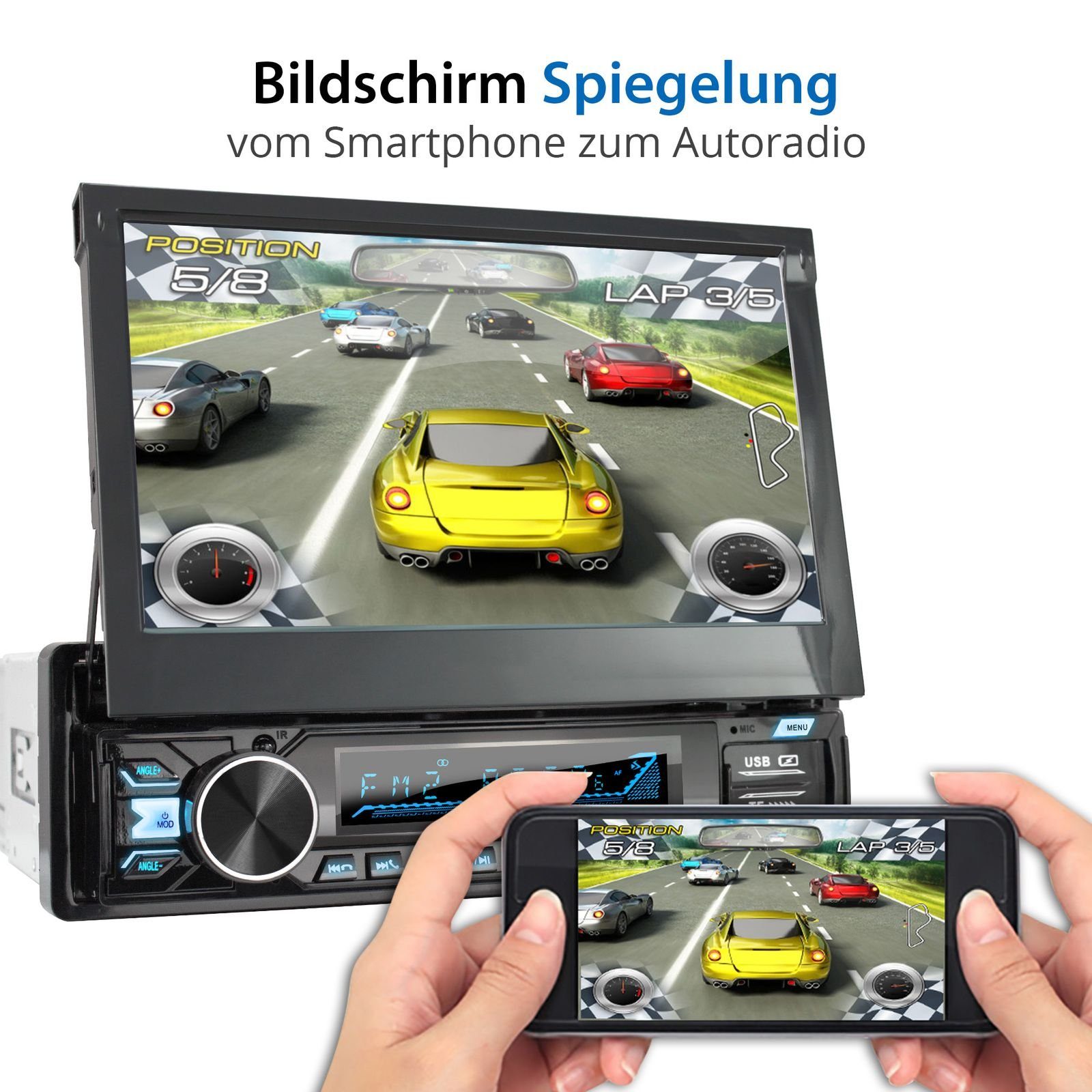 1 mit DIN plus, Bildschirm, Autoradio 7 Zoll DAB+ Bluetooth, XM-V780 XOMAX Autoradio