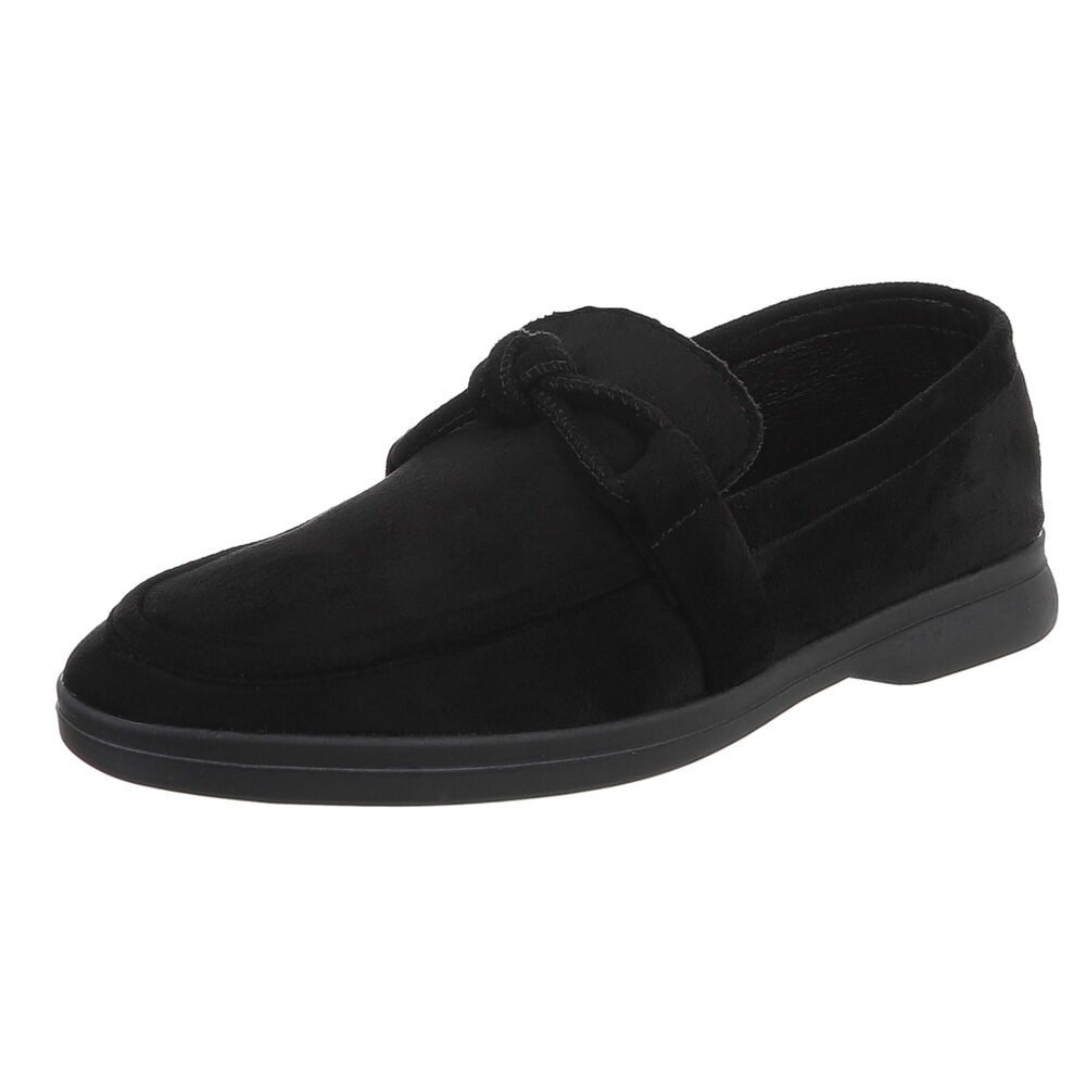 Ital-Design Damen Mokassin mit Schleife – Komfortabler Freizeit-Schuh Slipper (90033019) Blockabsatz Mokassins in Schwarz