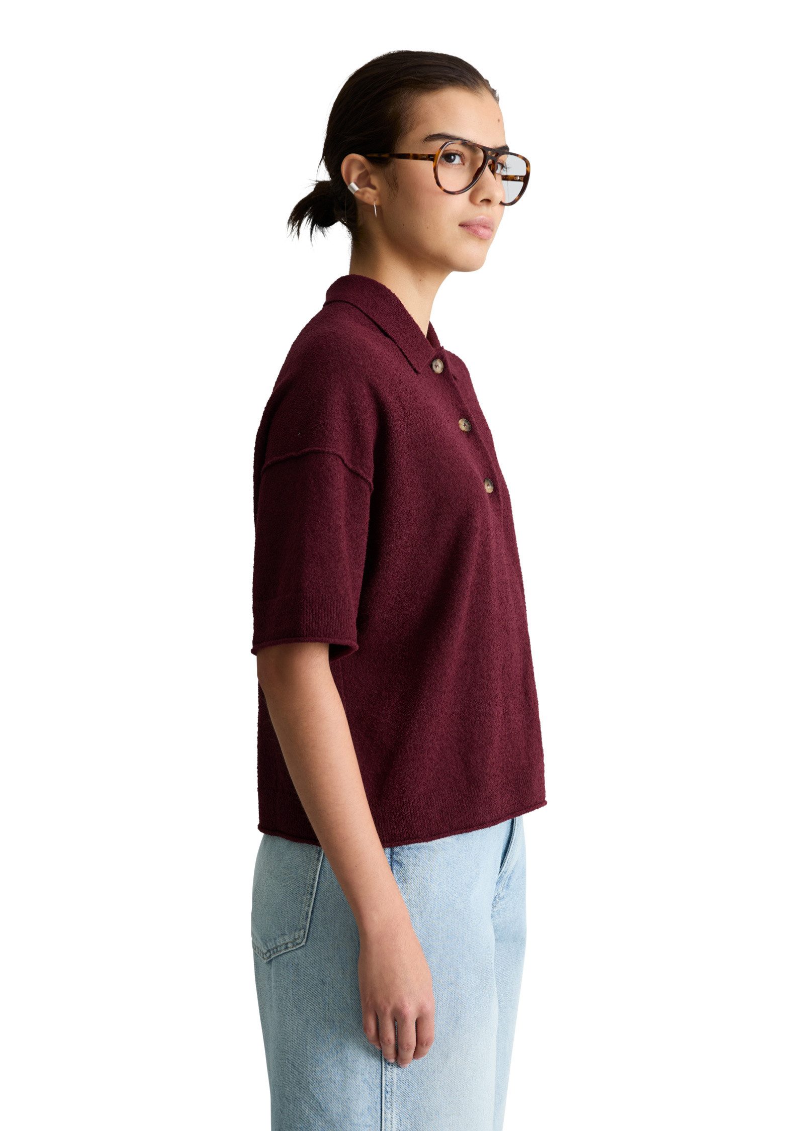 Marc O'Polo DENIM Poloshirt aus Crinkled Organic Cotton-Mix