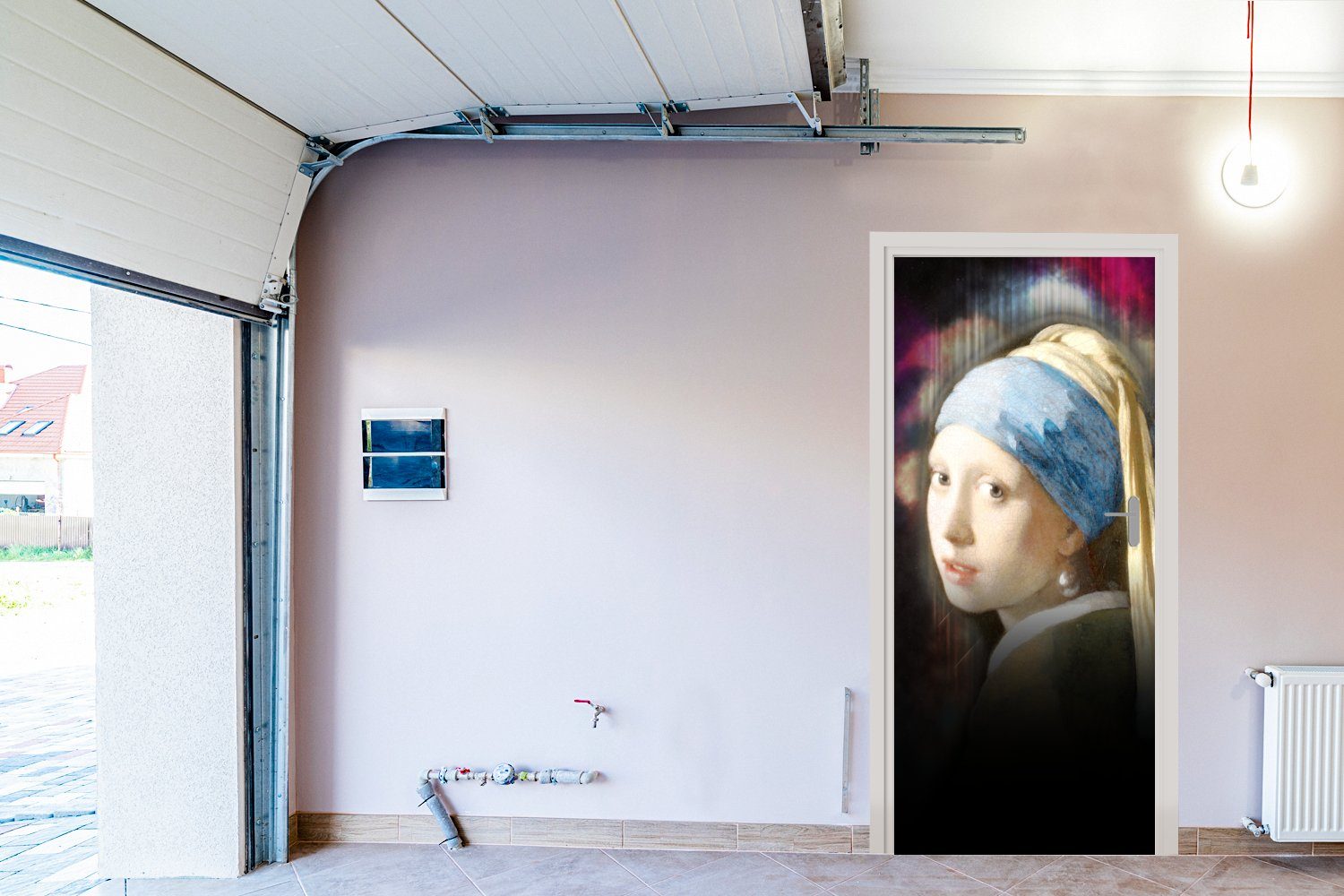 (1 Kunst Türaufkleber, - Regenbogen, cm für Tür, MuchoWow Matt, 75x205 St), Vermeer Fototapete Türtapete bedruckt, -