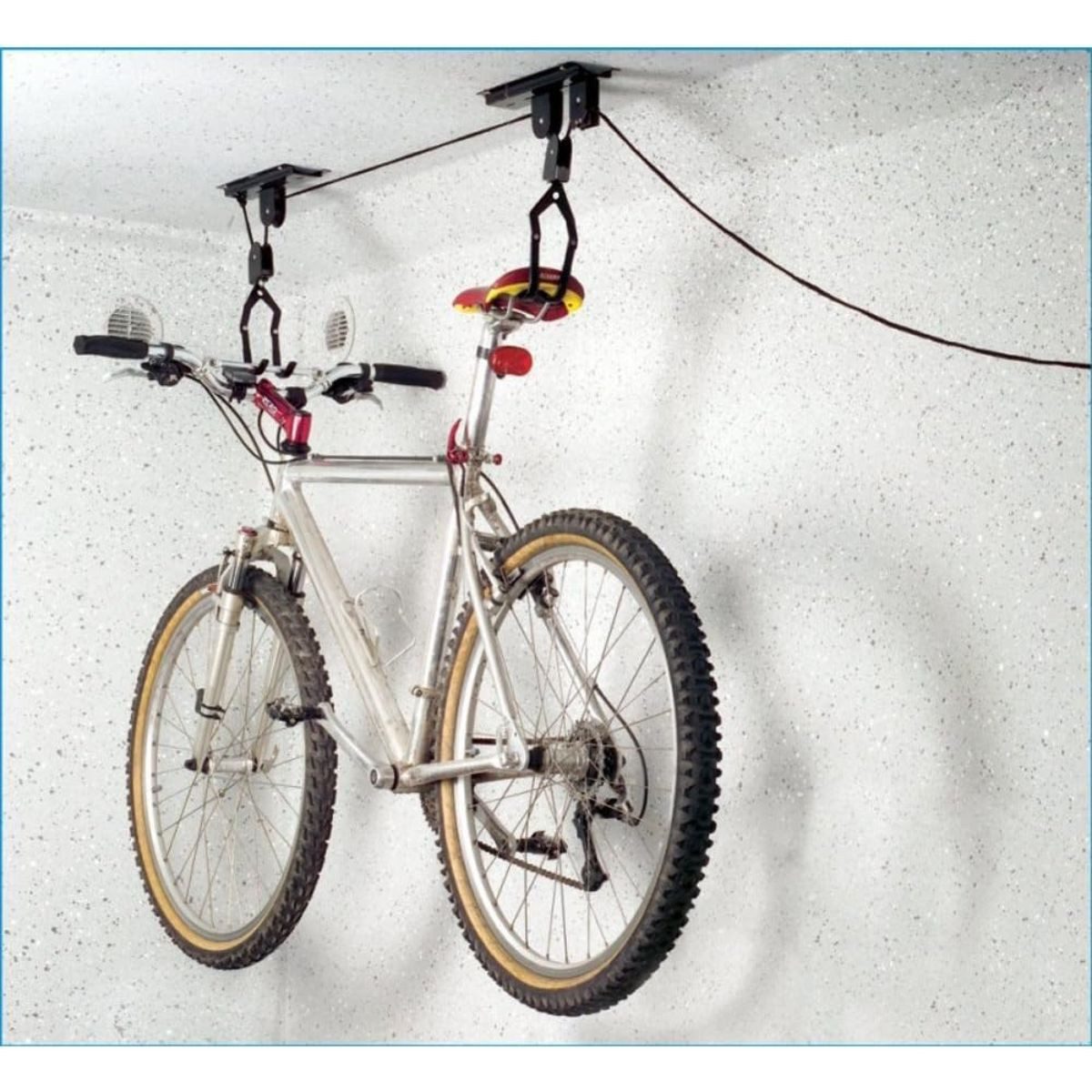 Diedrich Filmer GmbH Fahrradlift Bike Fahrrad-Lift Flaschenzug Decken-Lift Schwarz (Set, Komplett-Set), Deckenhalterung Fahrradaufhängung Fahrradlift Deckenlift bis 20kg