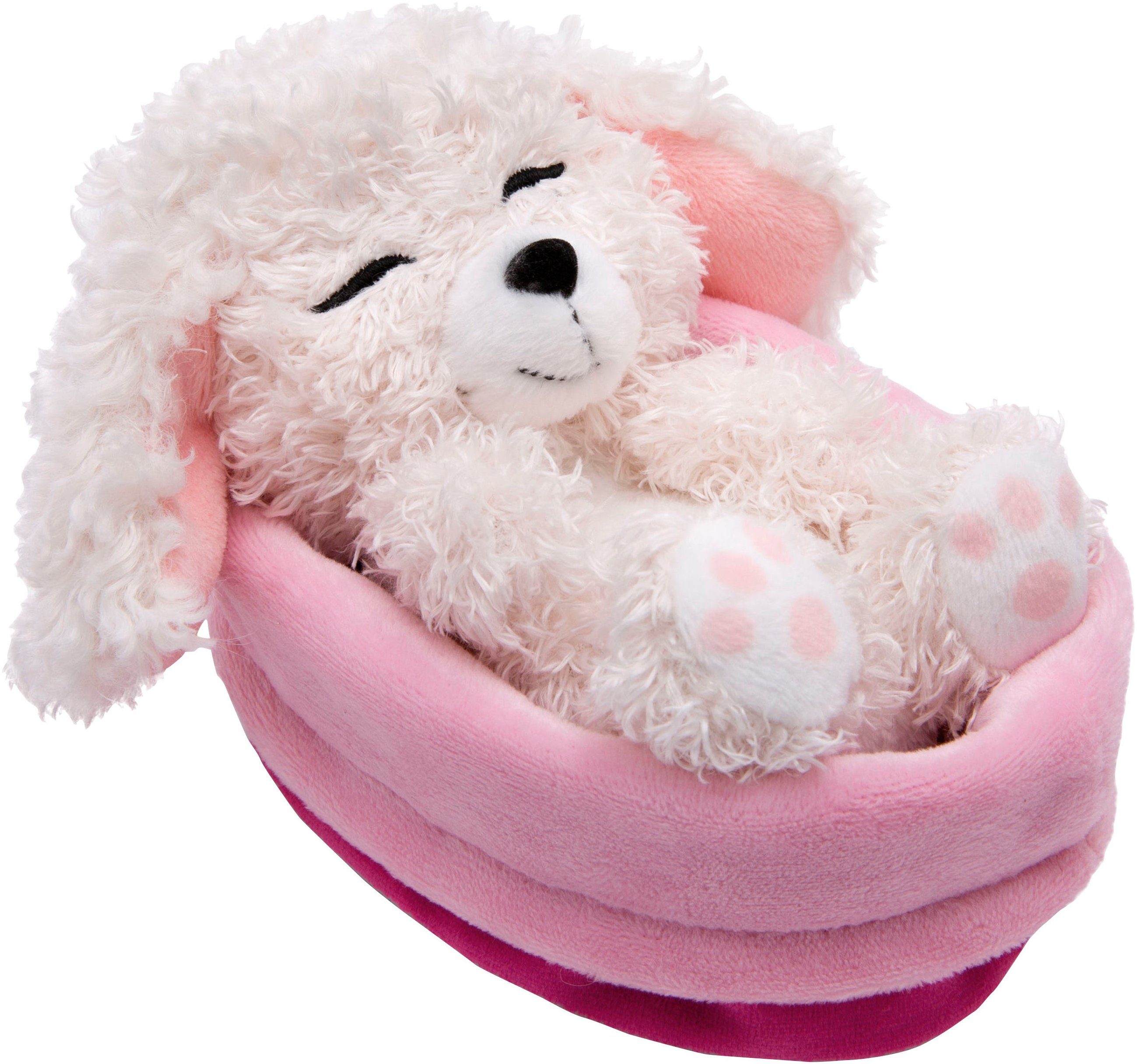 Nici Kuscheltier Sleeping Pets, Hund Pudel, 12 cm, im Körbchen