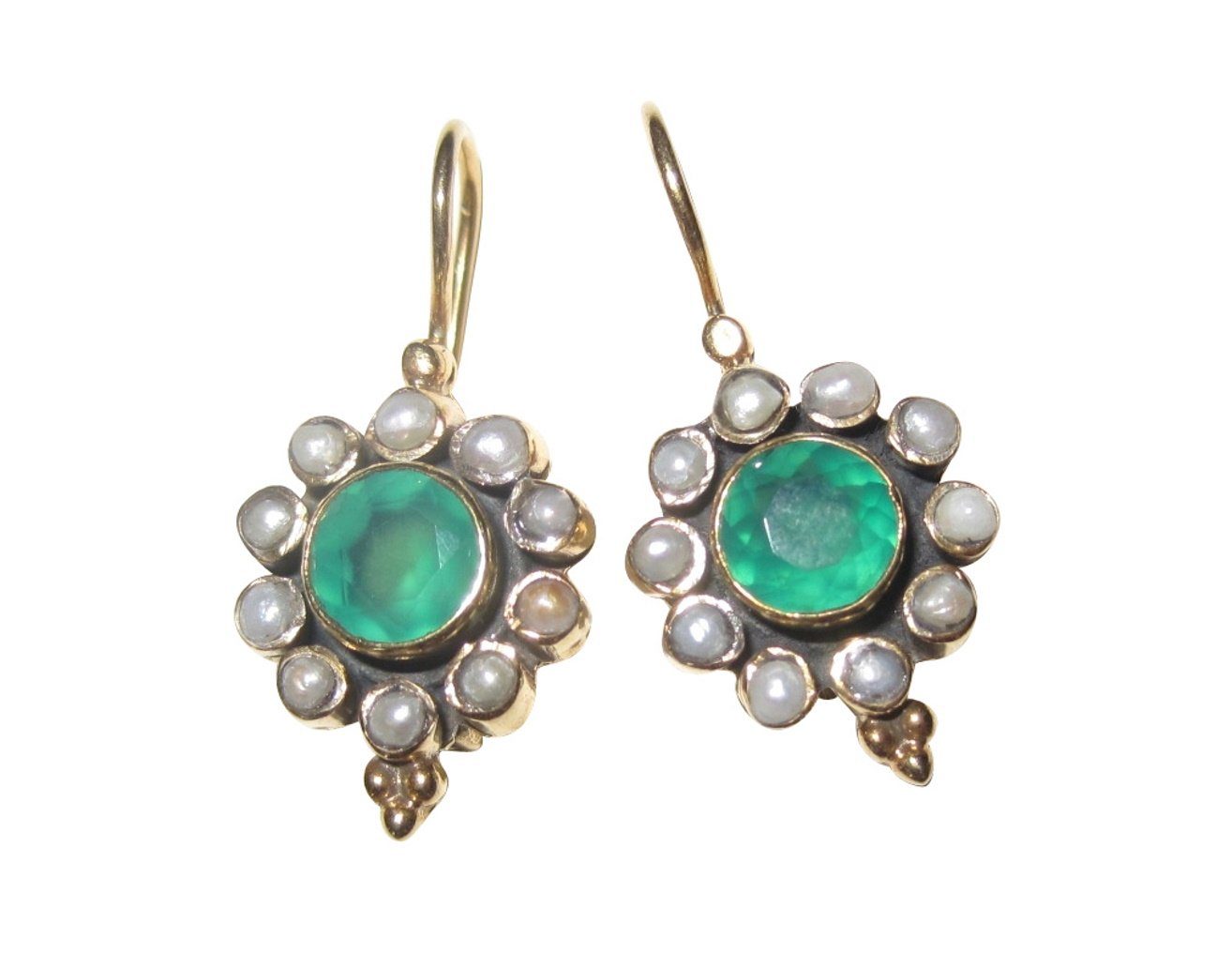 Mugello Paar Ohrhänger Pitti Achat Süßwasserperlen klassisch schönes Geschenk chic, Handarbeit aus kleiner florentinischen Manufaktur, Vintageschmuck