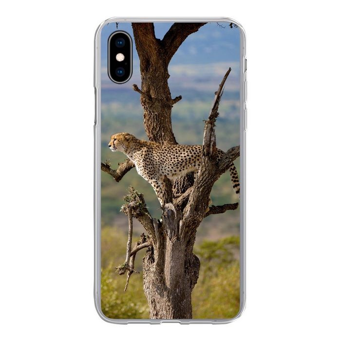 MuchoWow Handyhülle Leopard - Baum - Tier Handyhülle Apple iPhone Xs Max Smartphone-Bumper Print Handy