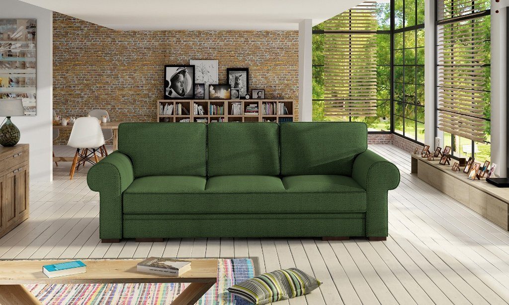 Siblo 3-Sitzer Klassisches Dreisitzer Sofa Evania mit Schlaffunktion Grün