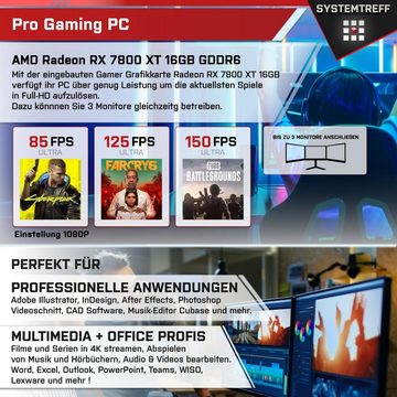 SYSTEMTREFF Gaming-PC (AMD Ryzen 9 5900X, Radeon RX 7800 XT, 32 GB RAM, 1000 GB SSD, Luftkühlung, Windows 11, WLAN)