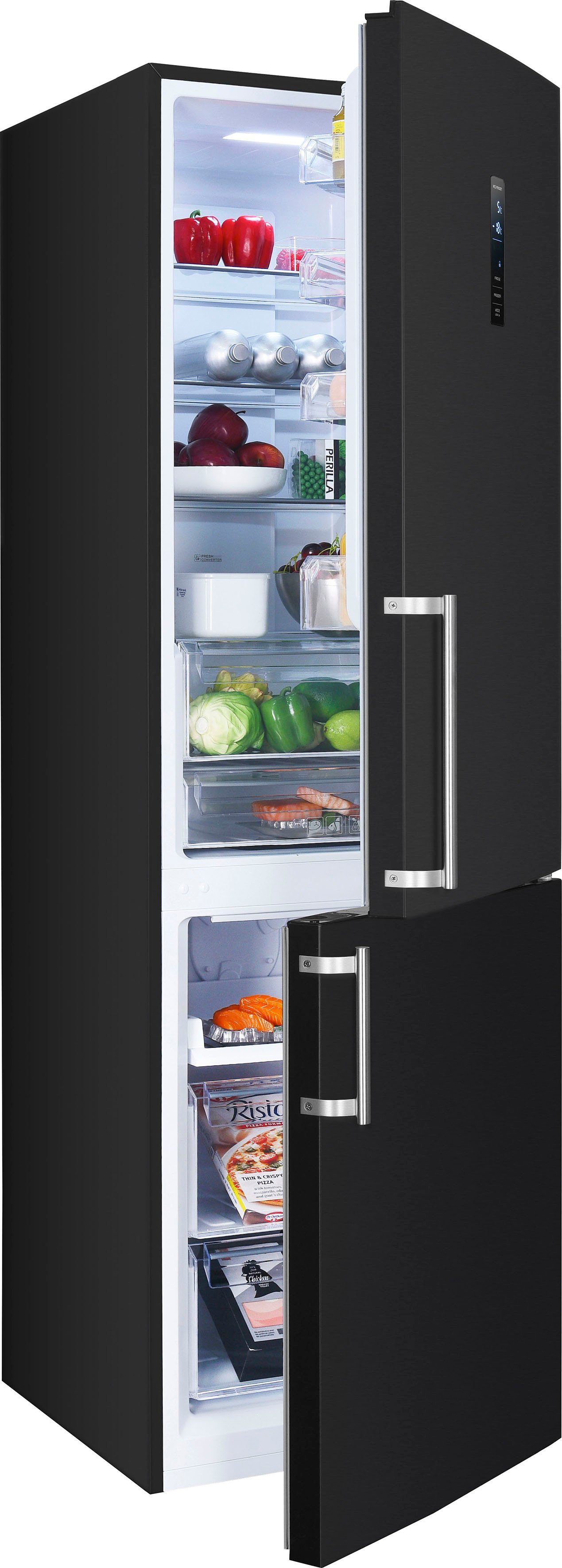 Hanseatic Kühl-/Gefrierkombination HKGK19560CNFDBI, 195 cm hoch, 60 cm breit, Schnellgefrierfunktion, Eco-Modus, NoFrost, Display, Türalarm