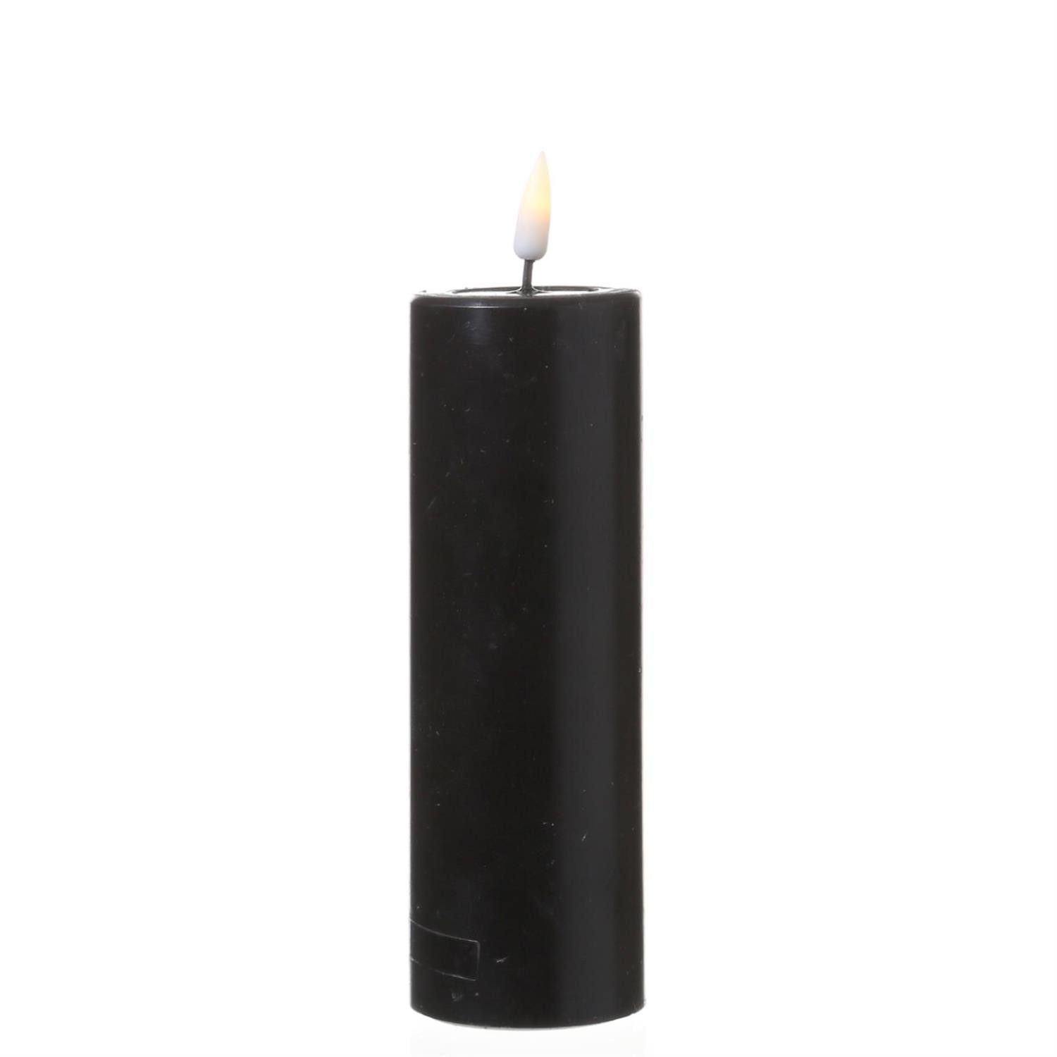 Deluxe Homeart LED-Kerze MIA Echtwachs Deluxe flackernd Wachsspiegel H: 15cm D: 5cm schwarz, LED Classic, warmweiß (2100K bis 3000K)