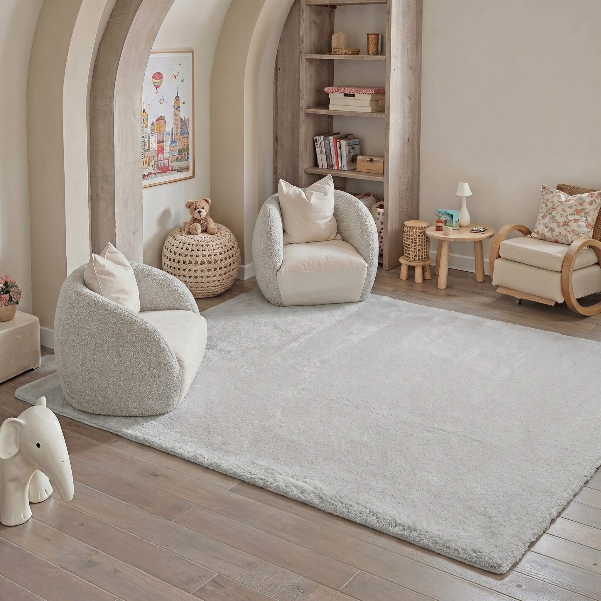 PURECOZY Teppich Kurzflor im Scandi-Look – weich, kuschelig, waschbar und pflegeleicht, rechteckig, Höhe: 5 mm, geeignet für verschiedene Innenräume, 120 x 180 cm