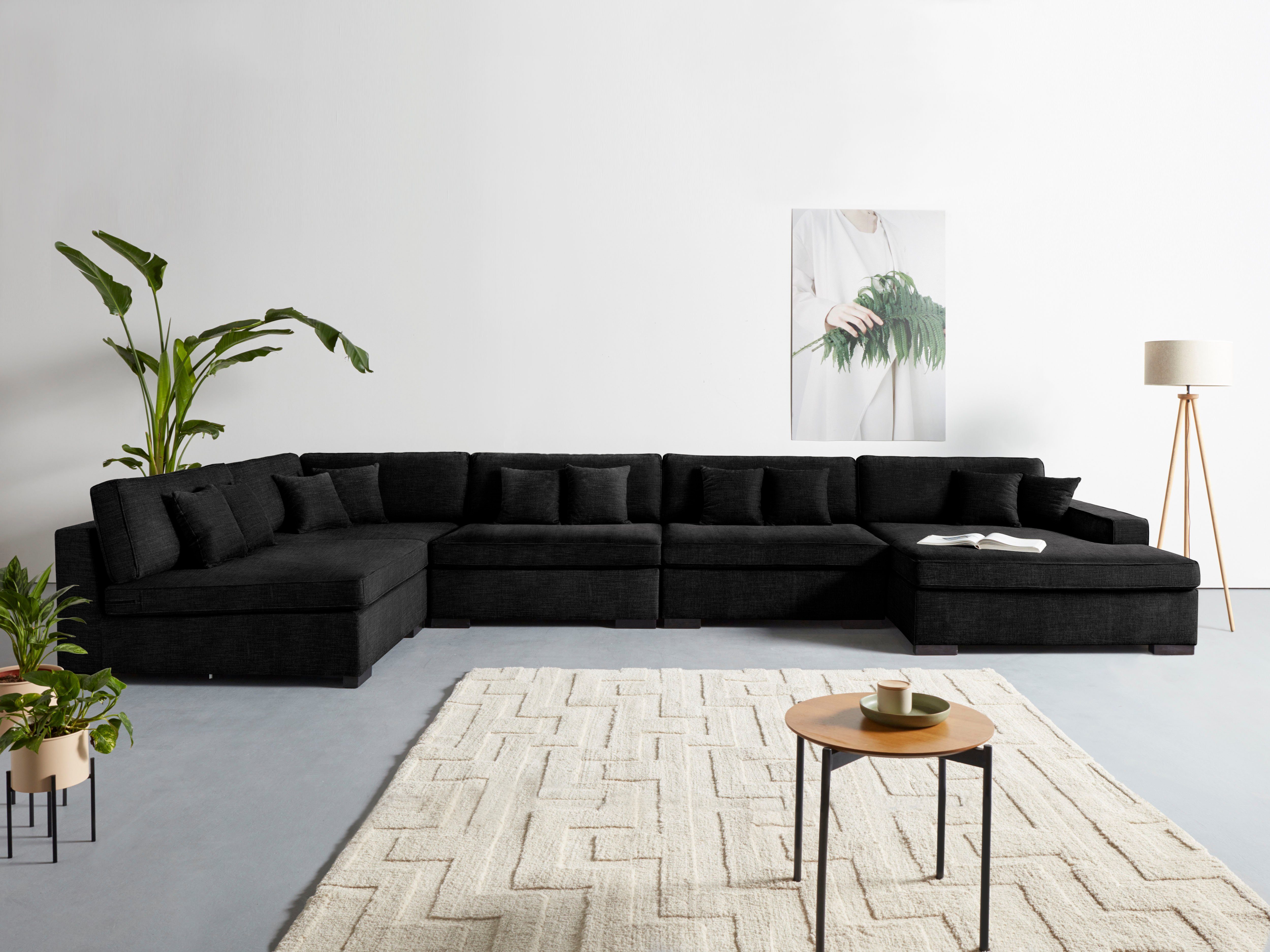 Home affaire Wohnlandschaft Skara XXL U-Form, Lounge-Sofa XXL mit Federkern-Polsterung, in vielen Bezugsvarianten