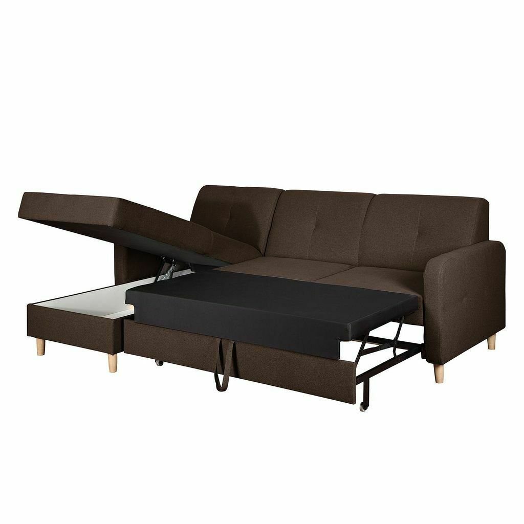 JVmoebel Sofa, Bettfunktion Couch Ecksofa Textil Leder Design Schlafsofa Polster