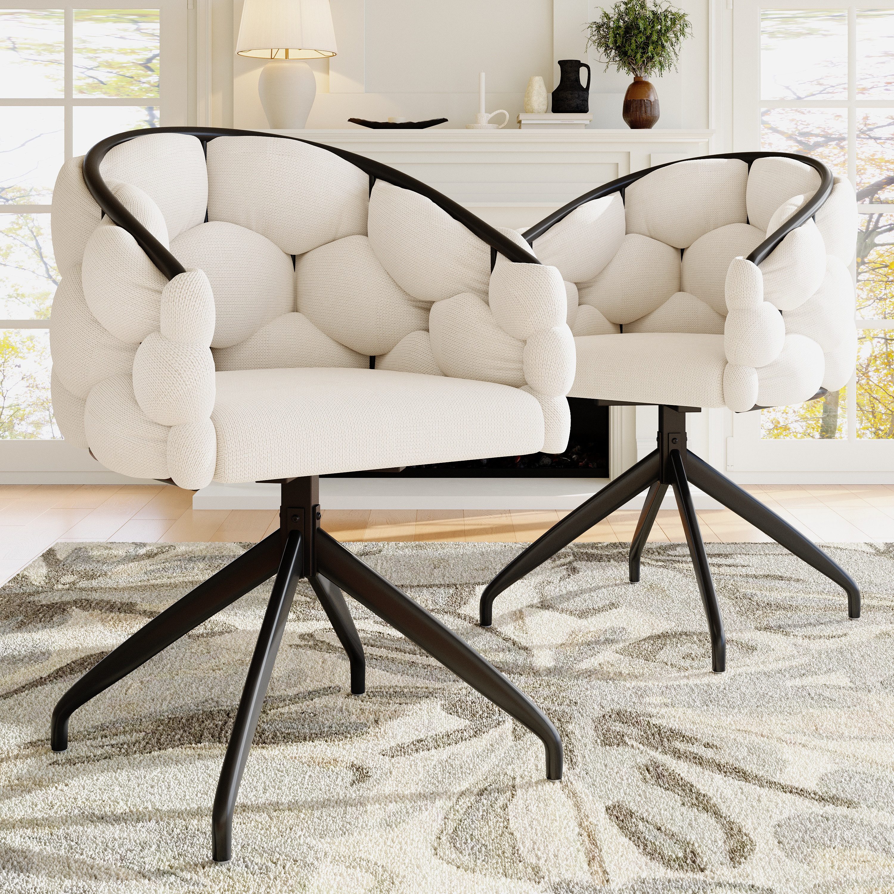 HAUSS SPOLE Drehstuhl 2er Drehstuhl 360° drehbar, mit Rückenlehne, Ergonomischer Stuhl Beige (Polsterstuhl, Wohnzimmerstuhl, Küchenstuhl, 2 St), Ergonomischer Stuhl, Bubble Stühle
