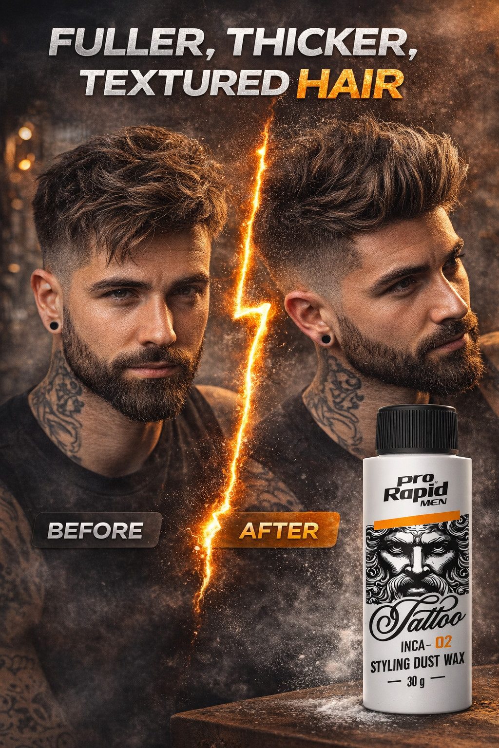 Pro Rapid Men Haarpuder Pro Rapid Tattoo Series Inca 01 Hair Styling Powder Wax 30 g