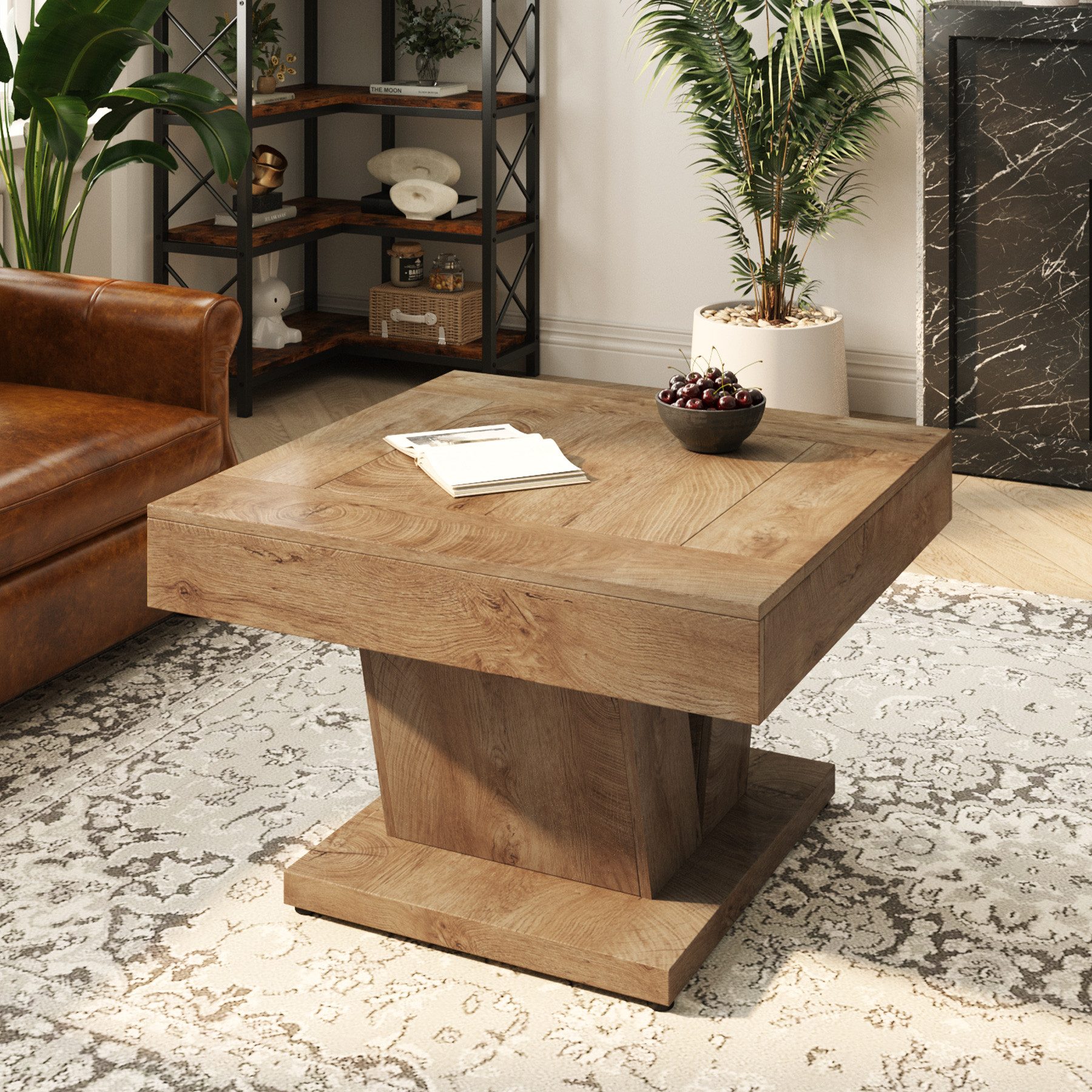 Tribesigns Couchtisch Holz-Mitteltisch für Wohnzimmer, 80 cm, moderner, Quadratischer – Bild 4 von 5