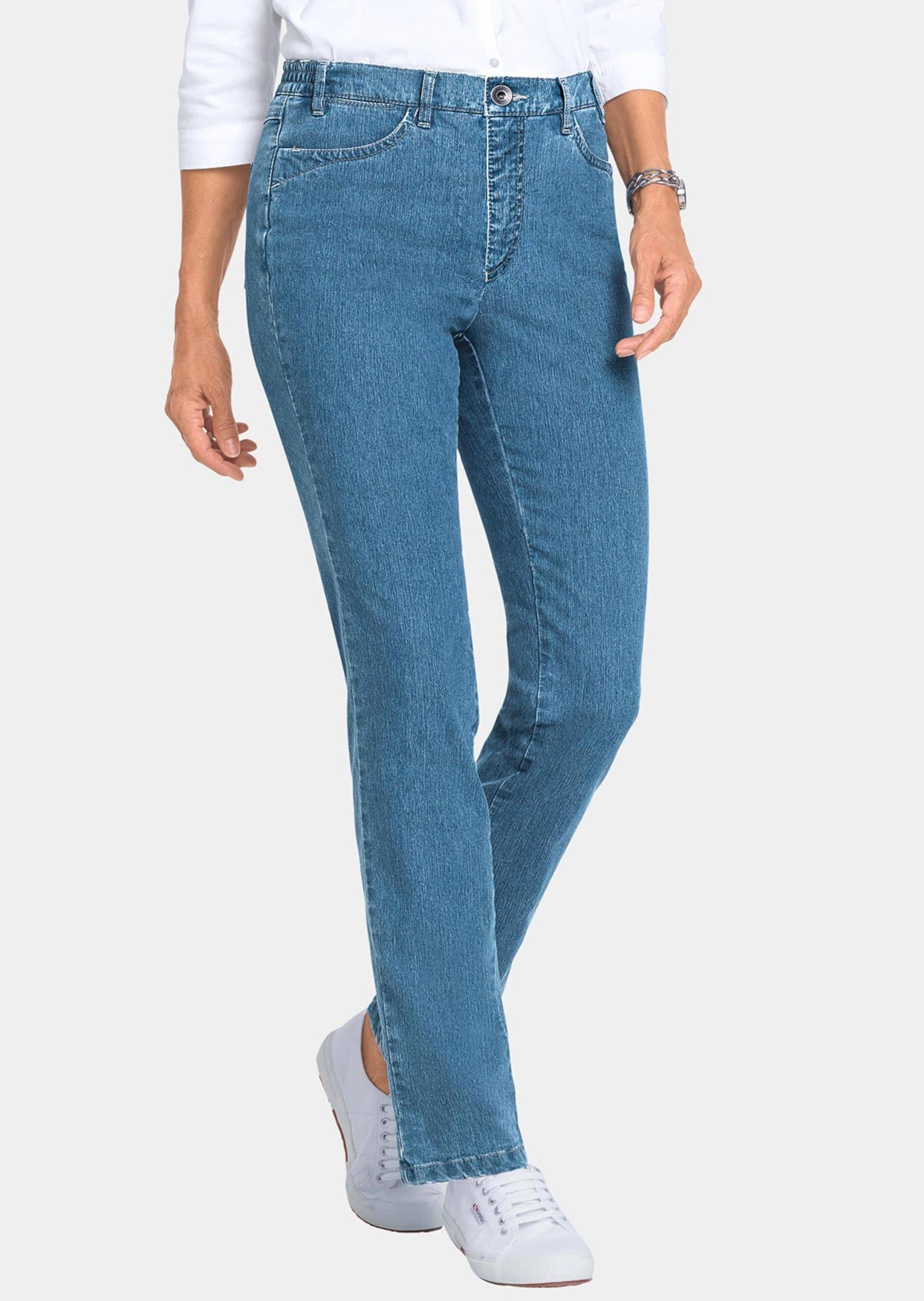 GOLDNER Bequeme Jeans Edel geschmückte Jeanshose ANNA hellblau | Slim-Fit Jeans