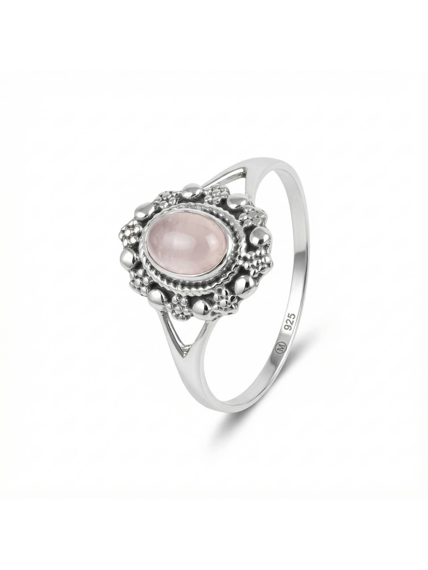 Silberring BUKUR aus 925 Silber mit Rosenquarz