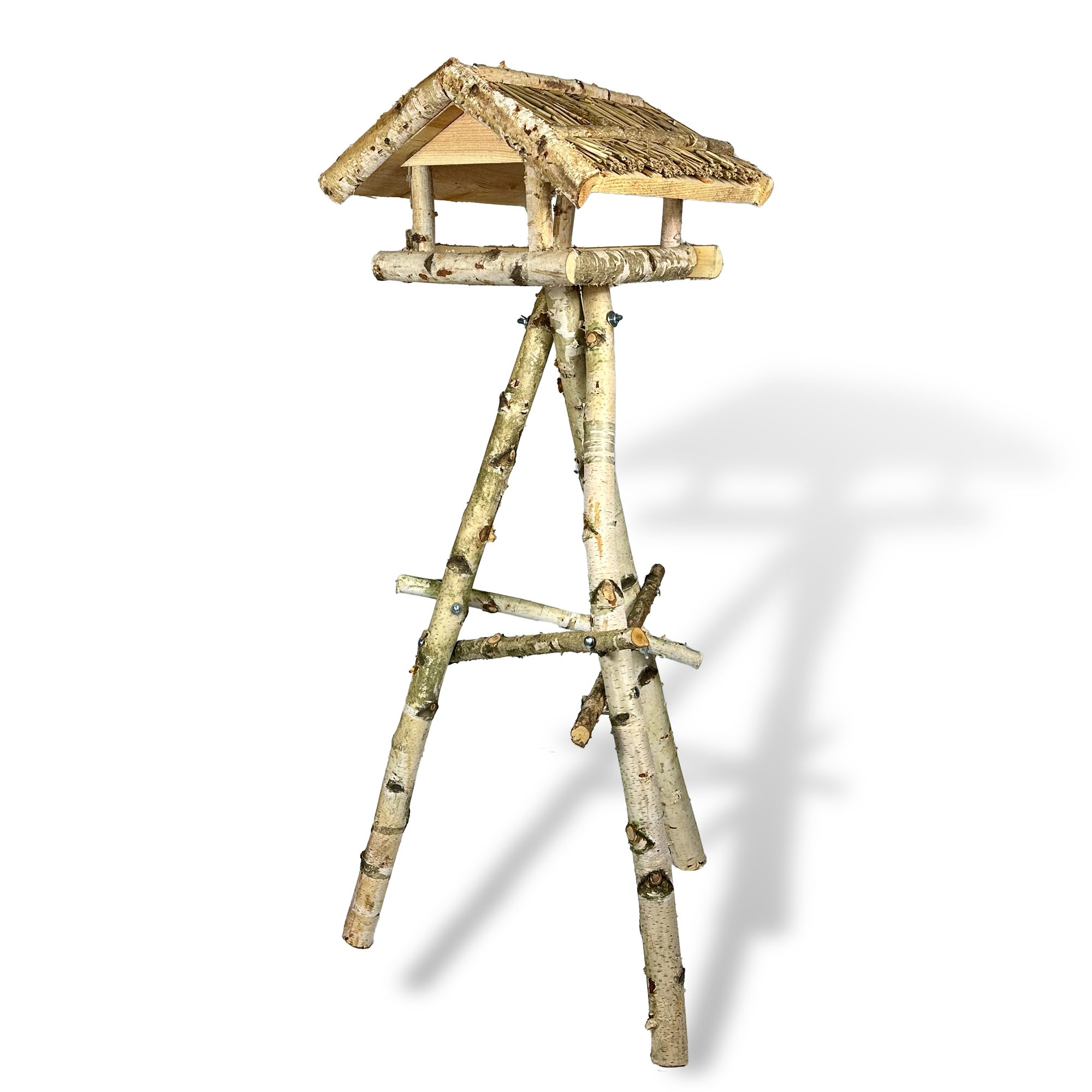 gartenetage Vogelhaus Birke Vogelfutterhaus mit Ständer und Reetdach, liebe günstig online kaufen