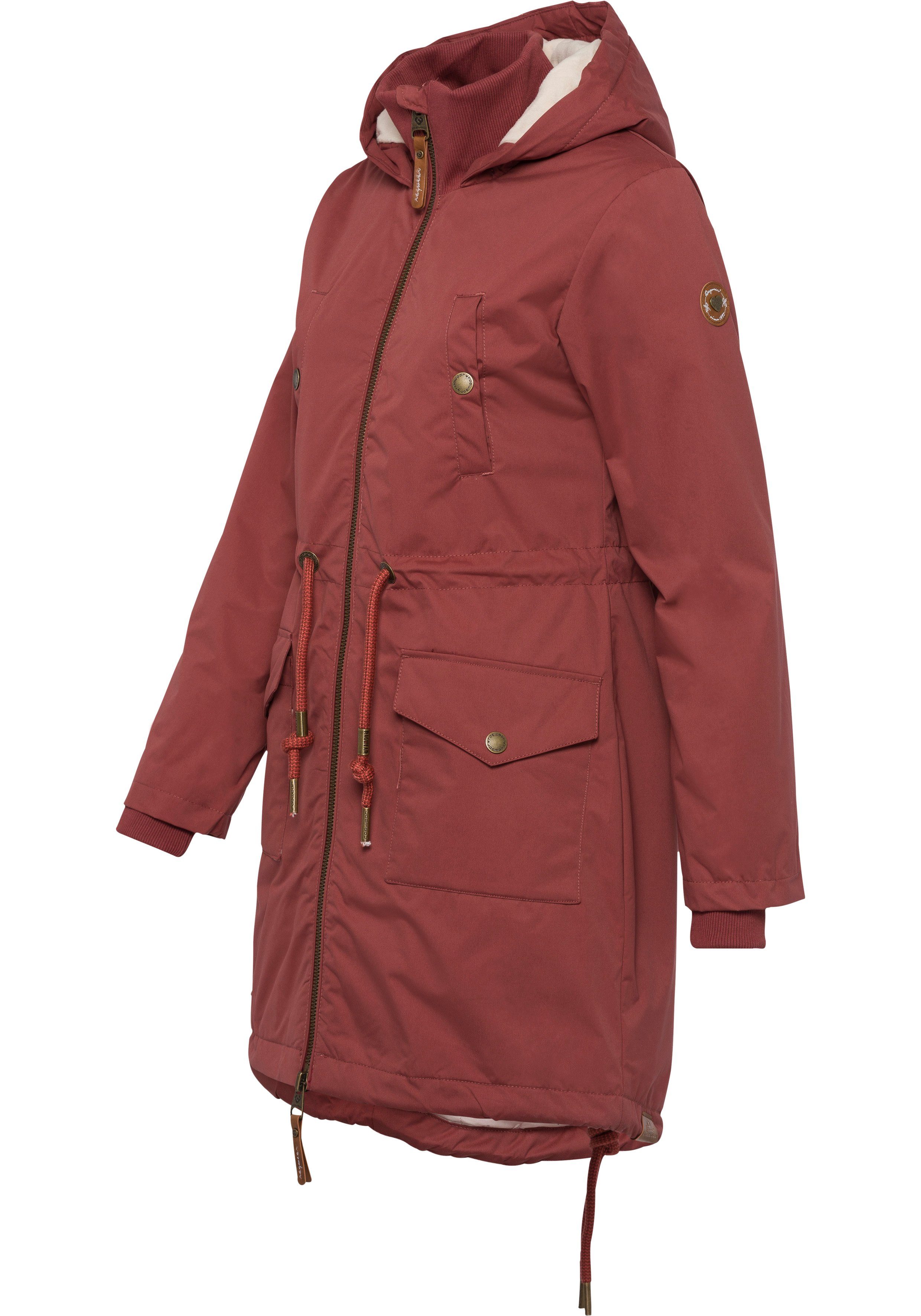 in terracotta Taille CRESCENT mit Ragwear Funktionsparka Parka Tunnelzug der