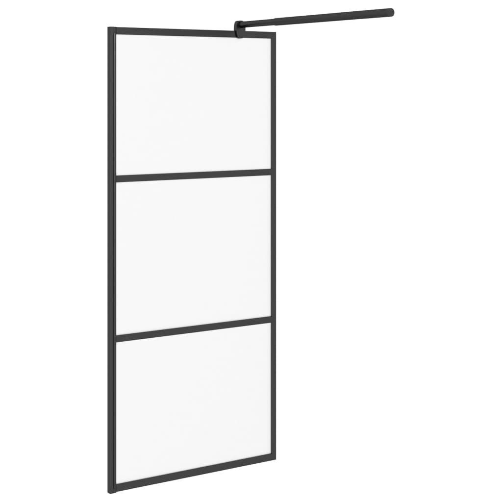vidaXL Duschwand Duschwand für Walk-In Dusche 80x195 cm ESG Mattiert Schwarz Duschabtre