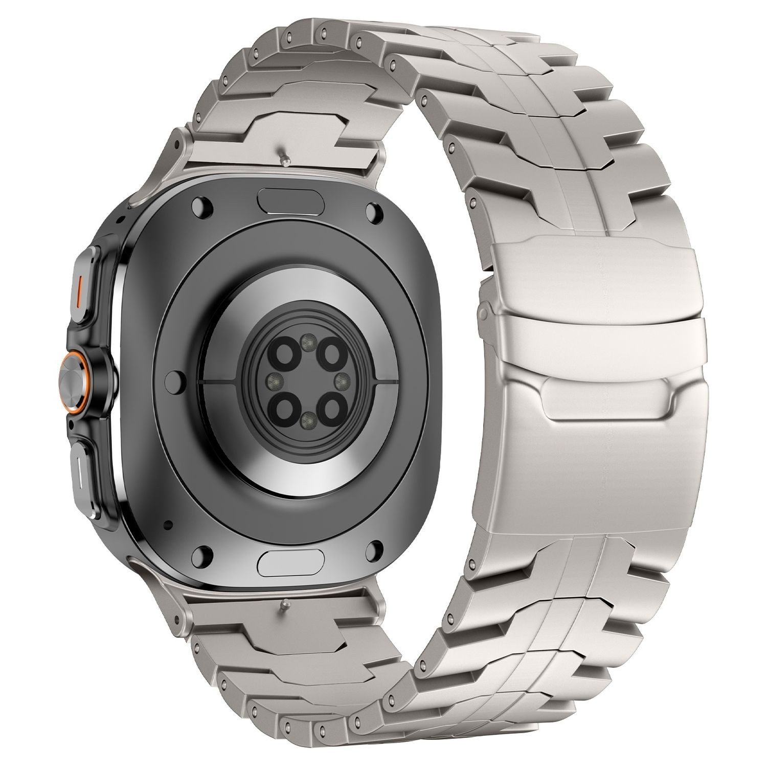 Wigento Smartwatch-Armband Für Samsung Galaxy Watch Ultra 47mm Three Bead Metall Armband Titan, Titanlegierung Armband, verstellbare Länge, schweiß- und wasserfest.