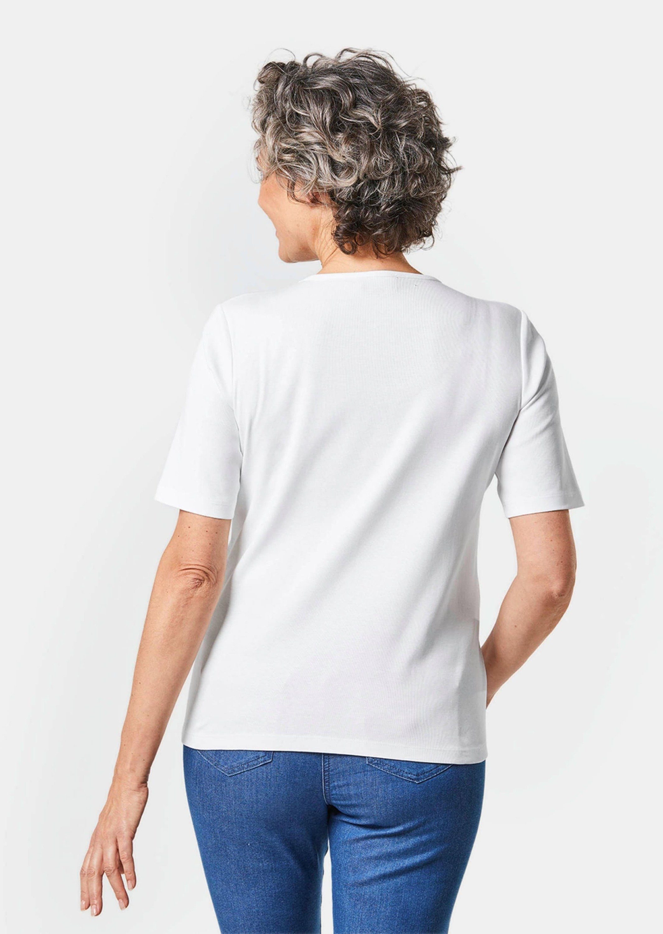 GOLDNER T-Shirt Kurzgröße: Basic T-Shirt aus weiß reiner Baumwolle