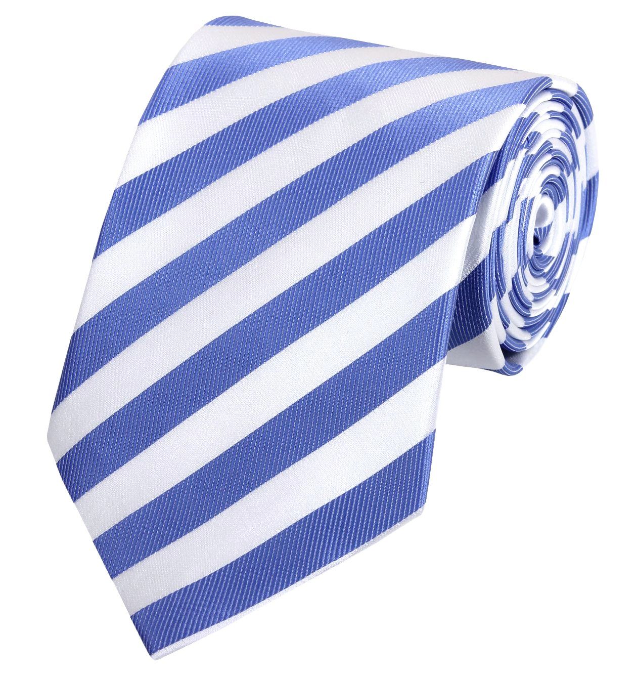 Fabio Farini Krawatte gestreifte Herren Krawatte - Tie mit Streifen in 6cm oder 8cm Breite (ohne Box, Gestreift) Schmal (6cm), Royalblau/Weiß