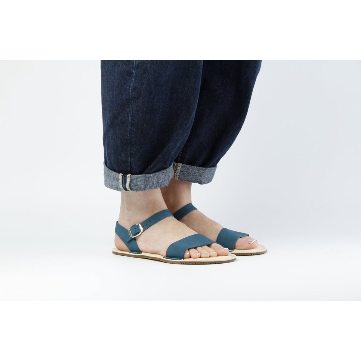 Grand Step Shoes Barfusssandale Fira Barfoot Nubuleder petrolblau Damen Sandale