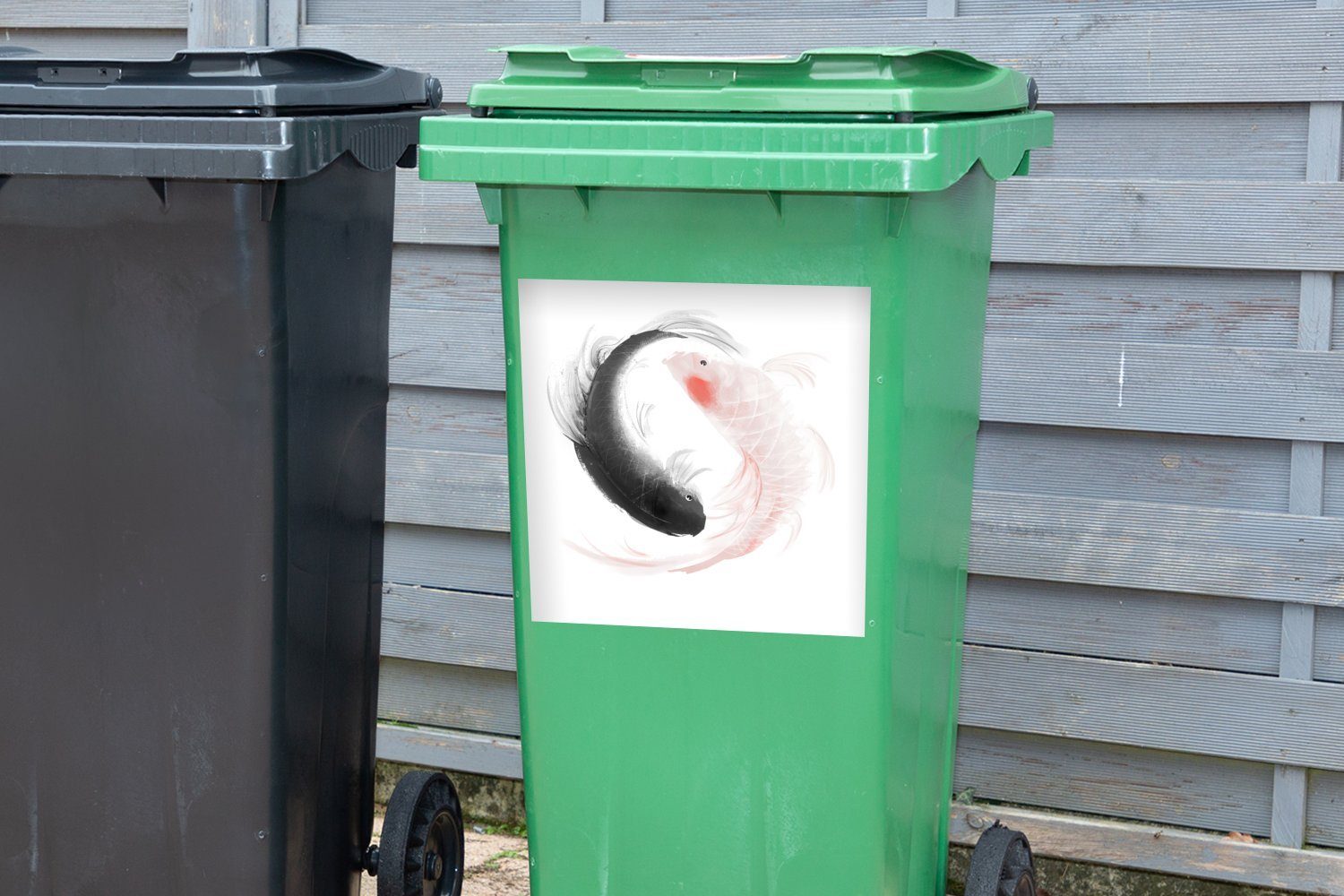 Illustration Abfalbehälter MuchoWow (1 Eine Fischen Wandsticker Container, Sticker, Mülltonne, Yang Logos mit Yin St), und Mülleimer-aufkleber, des