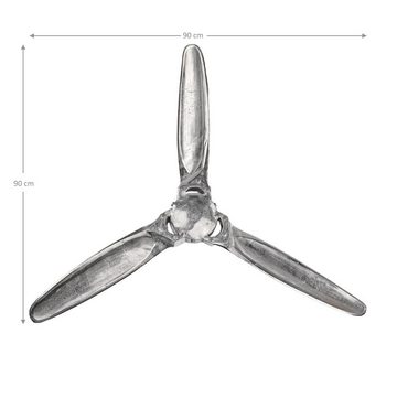 WOMO-DESIGN Skulptur Flugzeug Propeller Sky Wand Dekoration Skulptur Design, Poliertes Aluminium 90x90cm (BxH) Nickel Finish Glänzend Silber