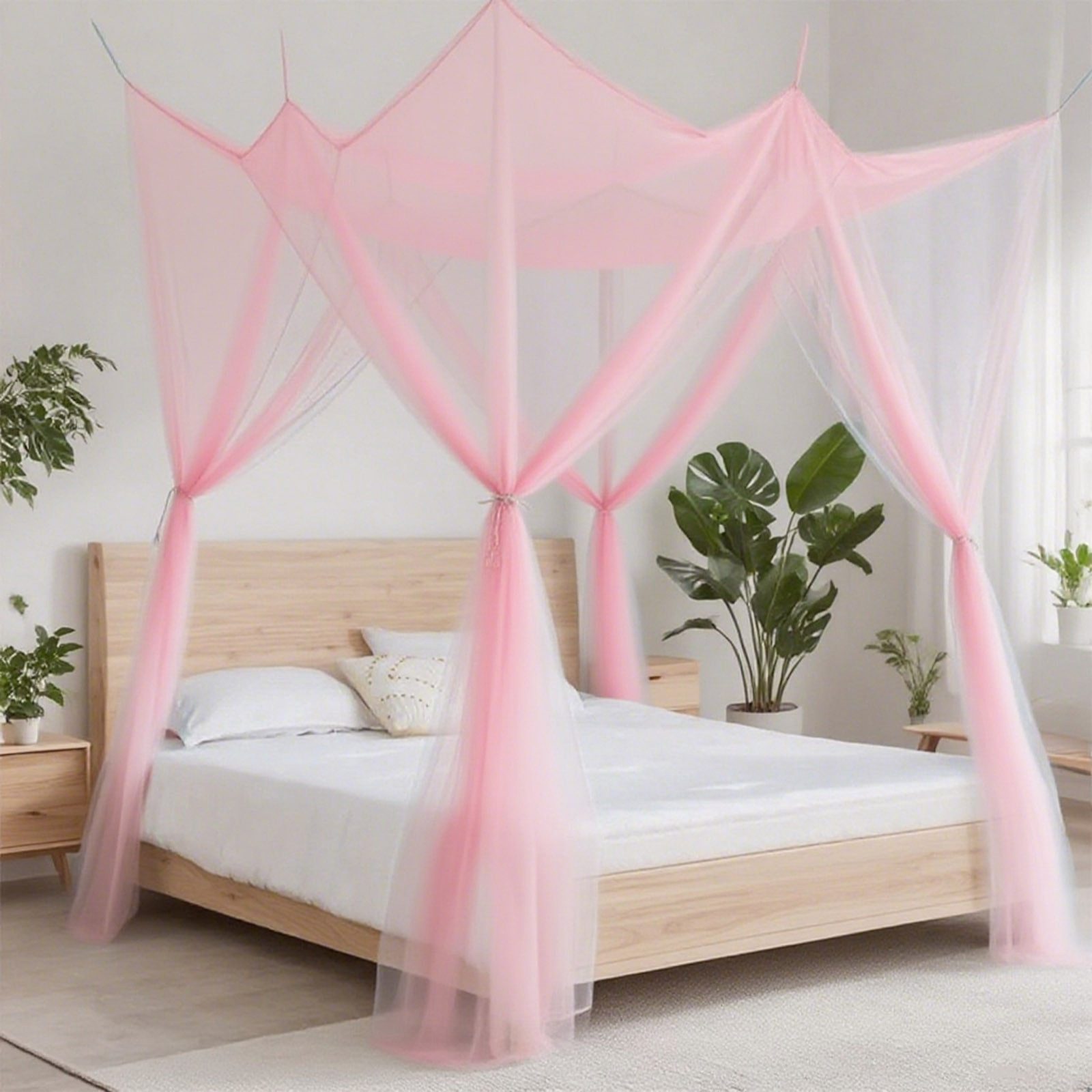 BTTO Moskitonetz Universal Bett-Moskitonetz 4 Ecken Mückennetz Bett In-/ Outdoor, Große Dichtem Netz Insekten-Schutz Fliegennetz Bett für Balkon Camping