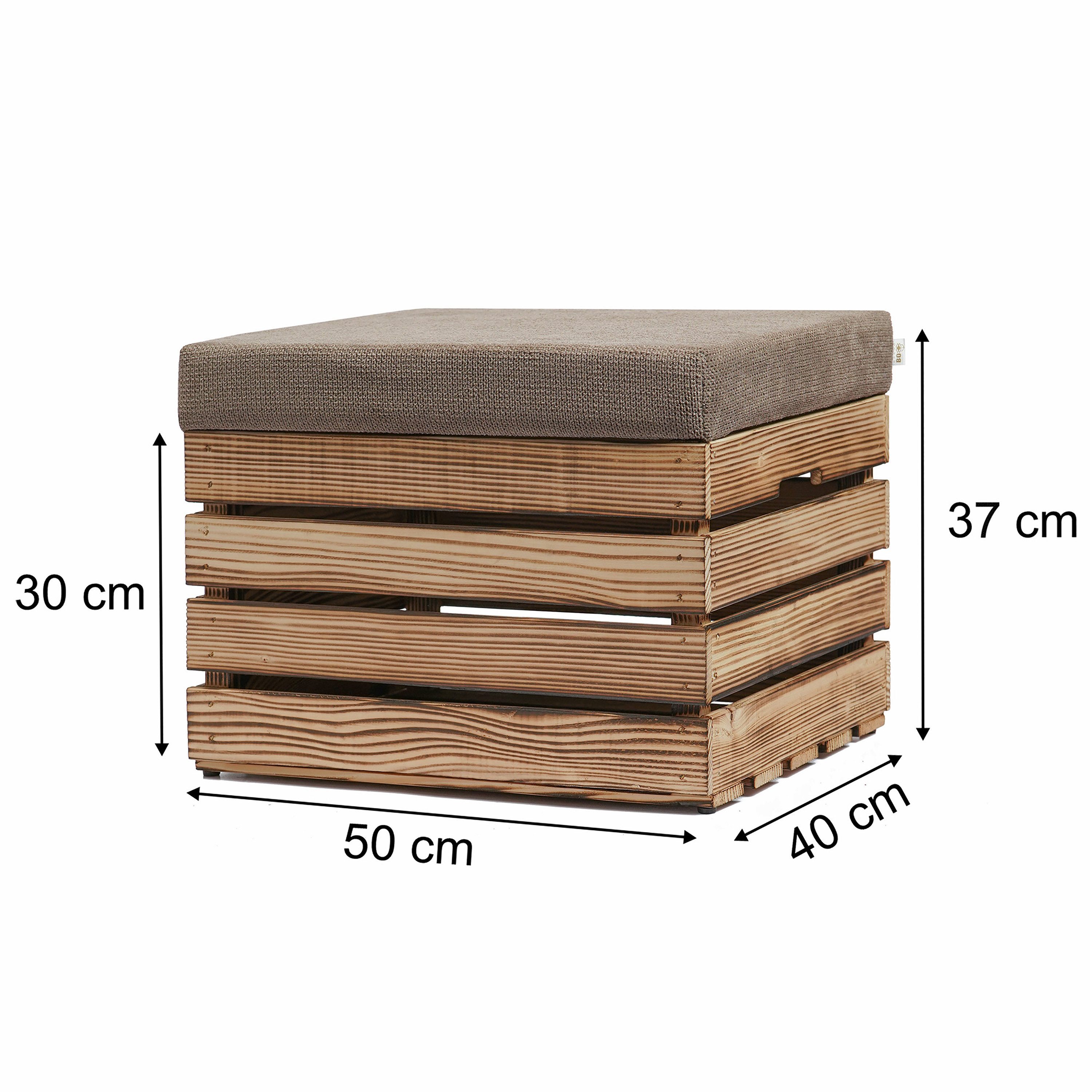 GrandBox Dekokiste Sitzhocker mit Stauraum 37x40x50 mit Polster – geflammt (1er Set)