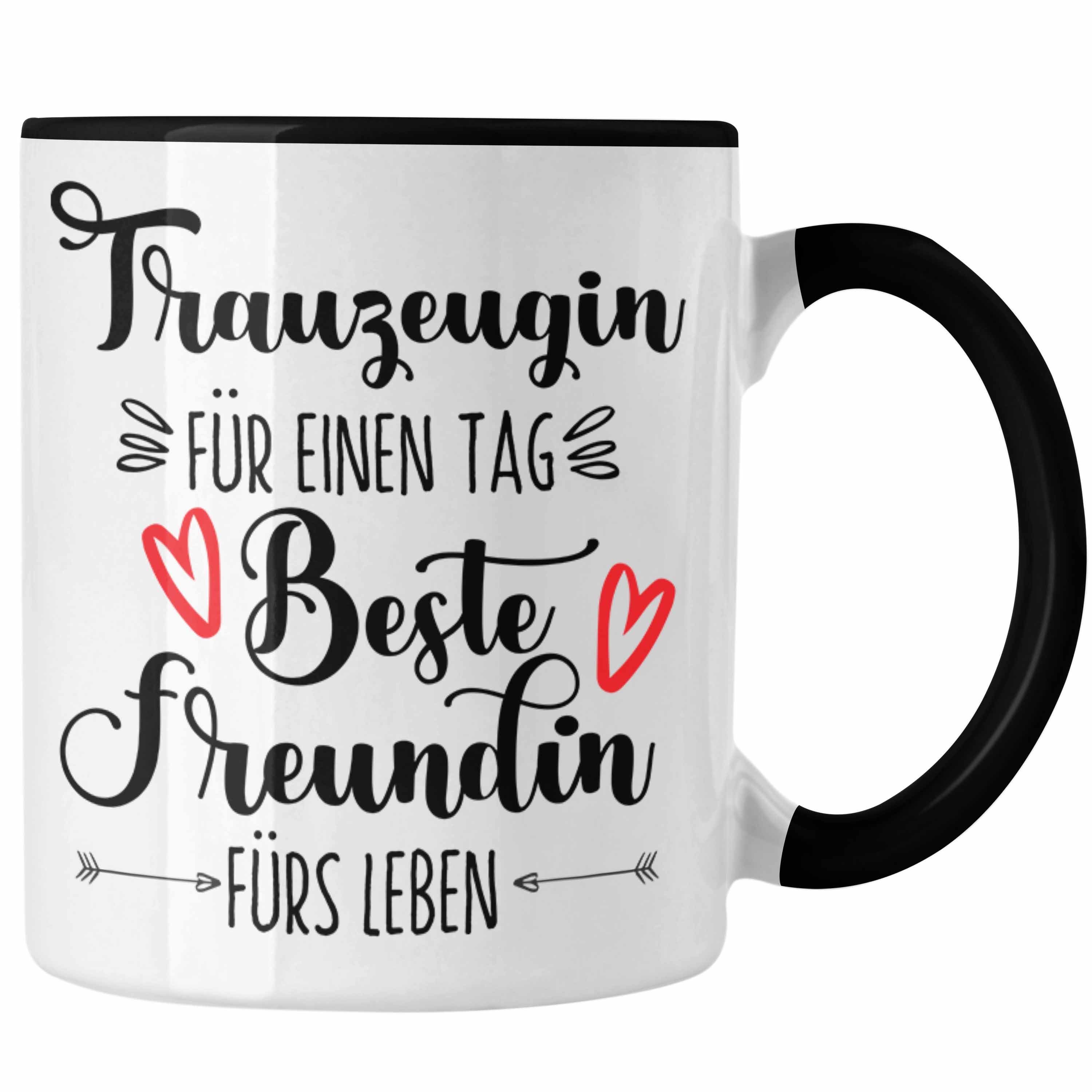 Trendation Tasse Trauzeugin Tasse Geschenk Beste Freundin Überraschung Beste Trauzeugi Schwarz